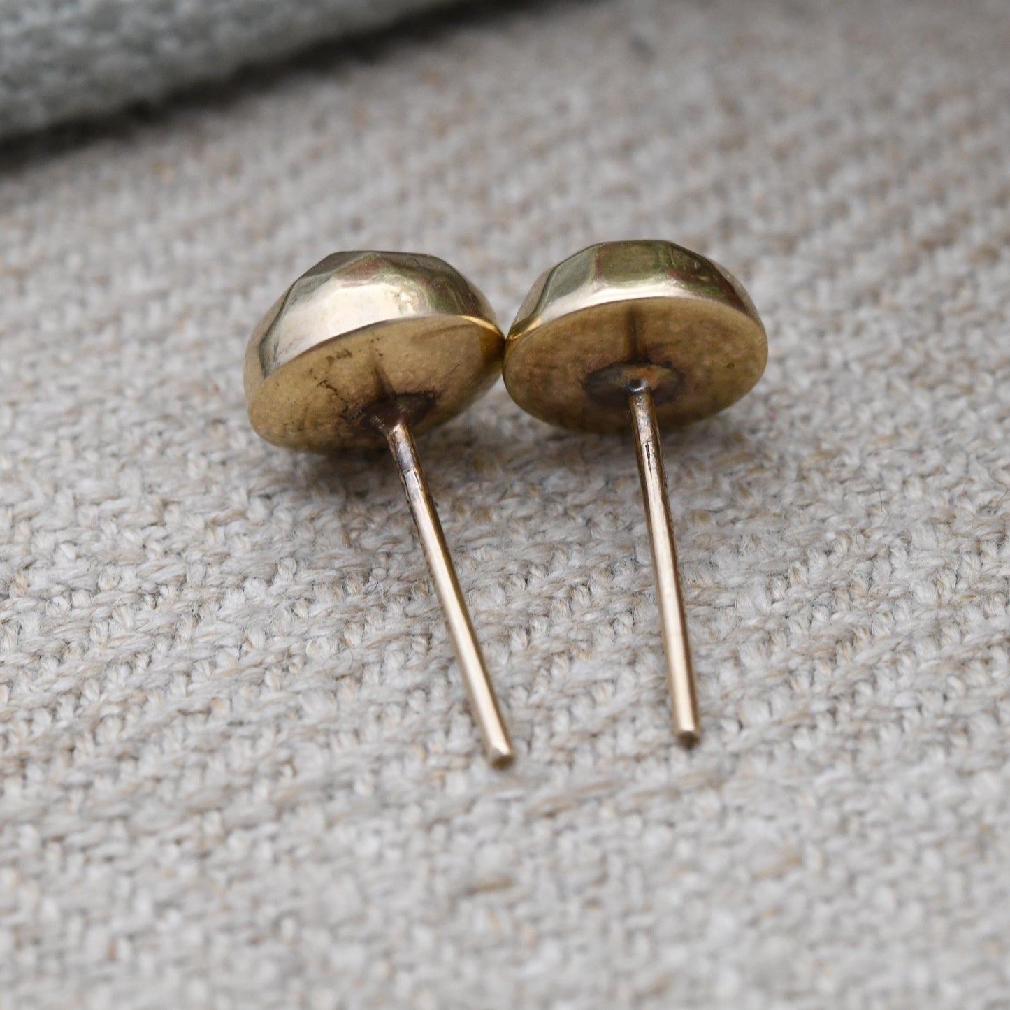 Vintage 9ct Gold Faceted Sphere Stud Earrings - Minimal Brushed Yellow Gold Square Studs | Delicate Gold Jewellery Gift for Her