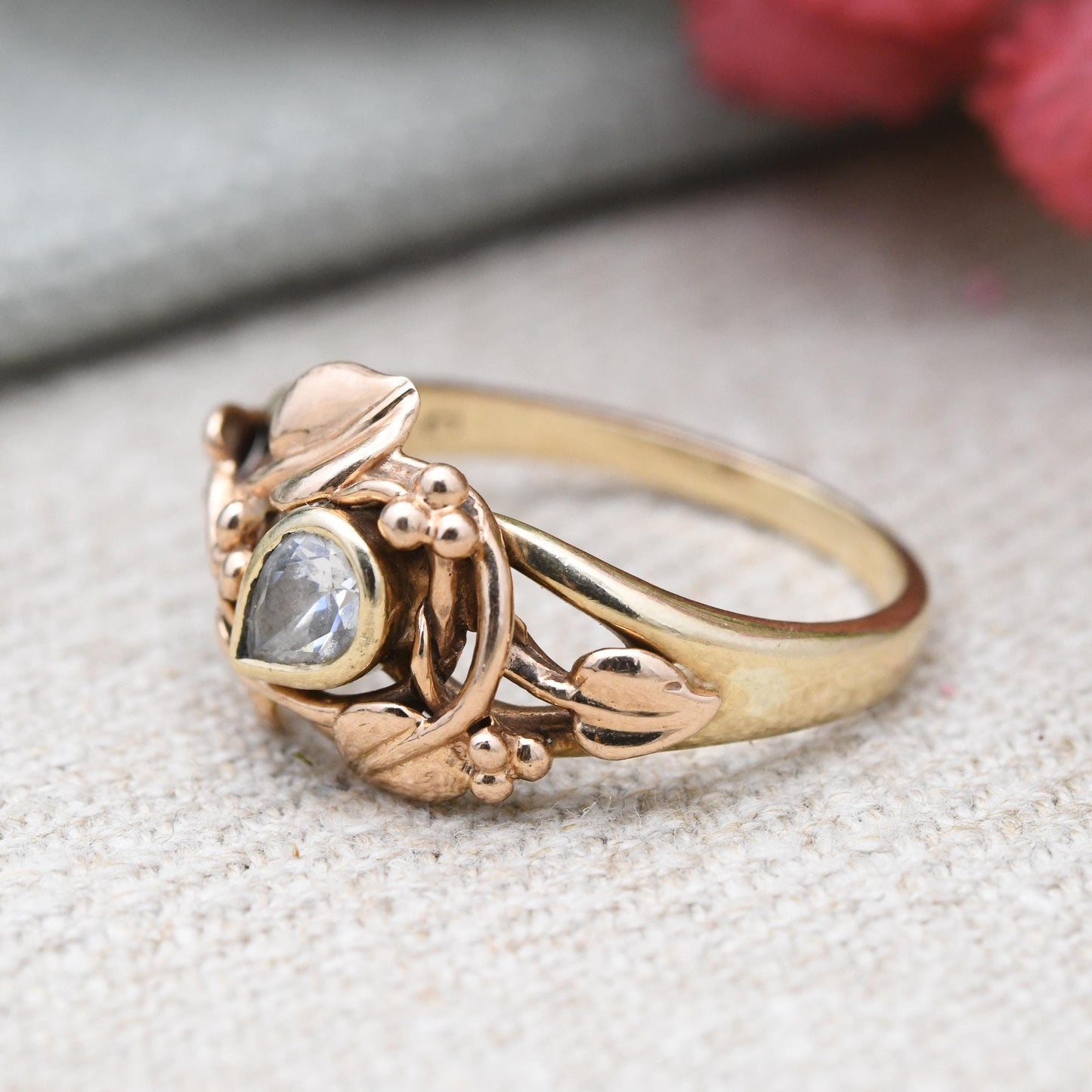 Vintage Clogau 9ct Gold Ring Tree of Life Ring Welsh Gold - Tear Drop Floral Band Ring | Vine Leaves | UK Size - S | US Size - 9 1/2