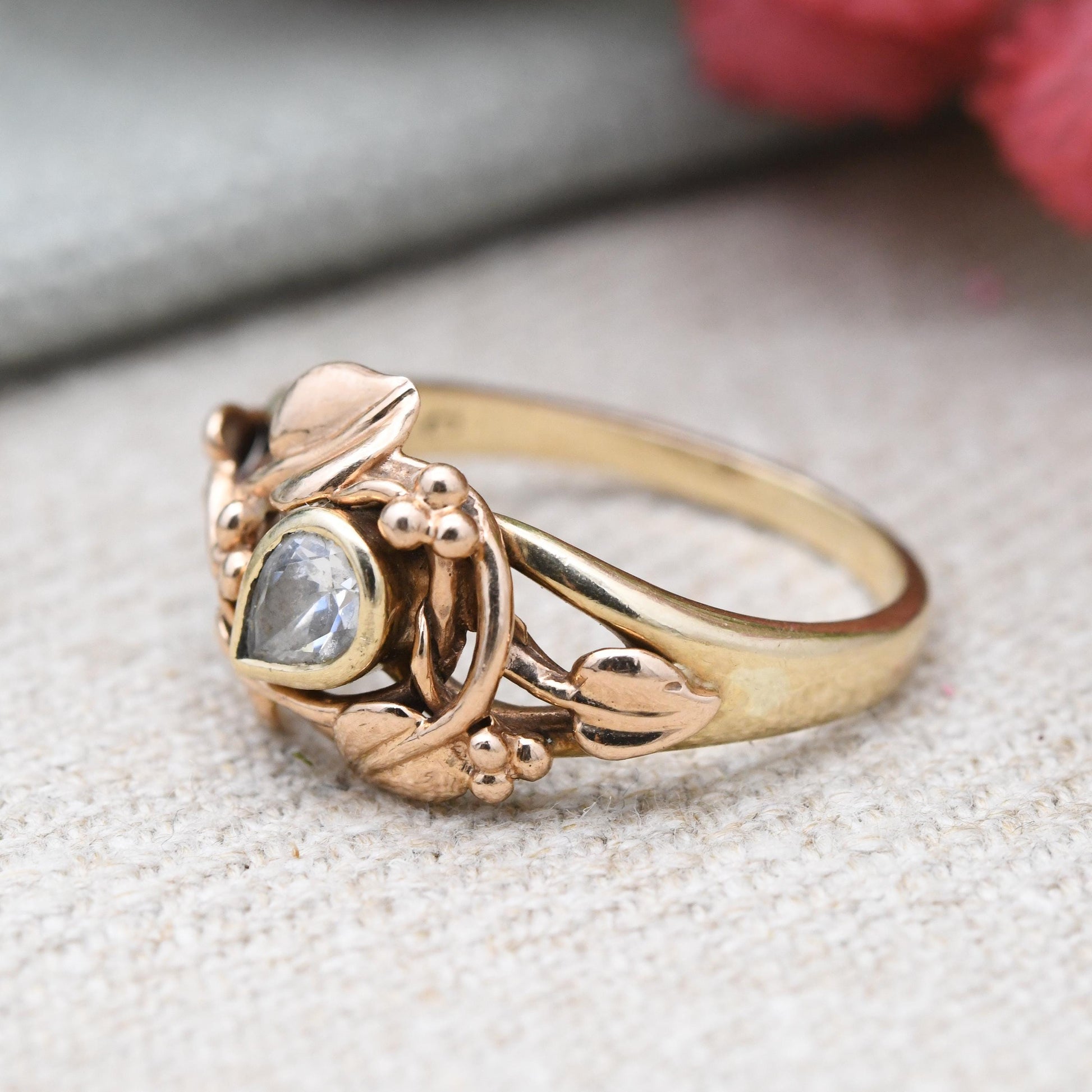 Vintage Clogau 9ct Gold Ring Tree of Life Ring Welsh Gold - Tear Drop Floral Band Ring | Vine Leaves | UK Size - S | US Size - 9 1/2