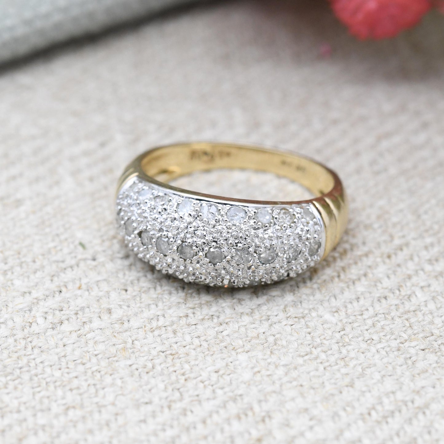 Vintage 9ct Gold Half Carat Diamond Bombe Ring - Elegant Gold Jewellery Gift for Her | UK Size - M US Size - 6 1/2