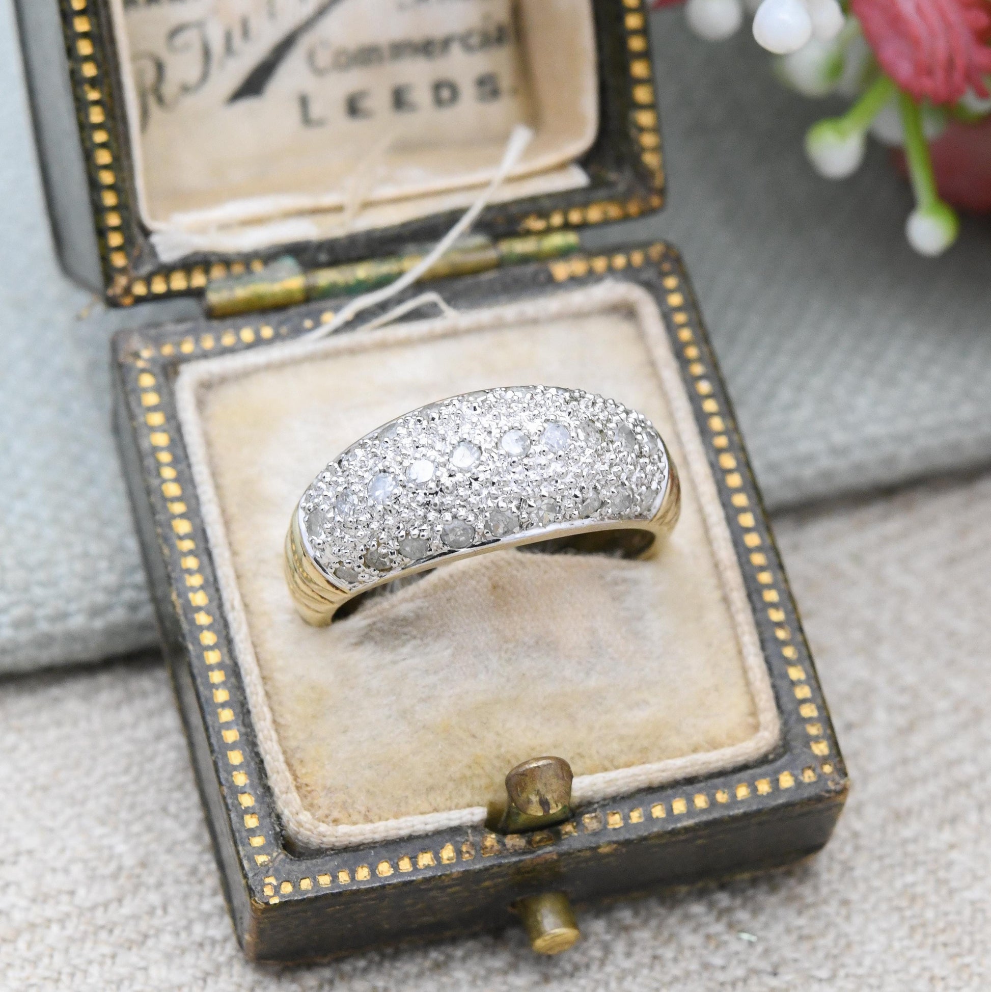 Vintage 9ct Gold Half Carat Diamond Bombe Ring - Elegant Gold Jewellery Gift for Her | UK Size - M US Size - 6 1/2