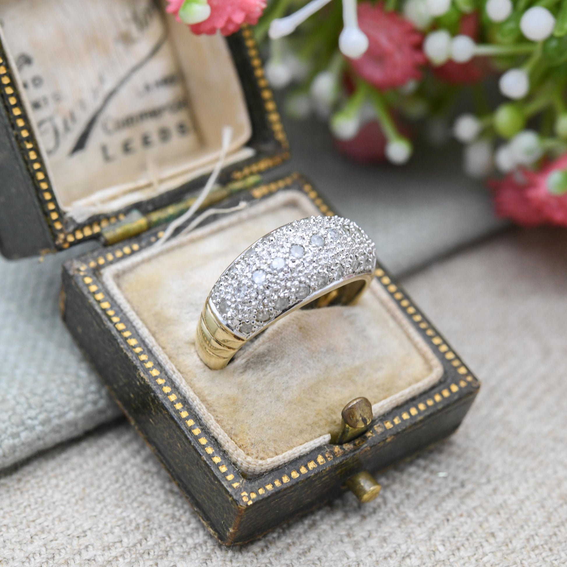 Vintage 9ct Gold Half Carat Diamond Bombe Ring - Elegant Gold Jewellery Gift for Her | UK Size - M US Size - 6 1/2