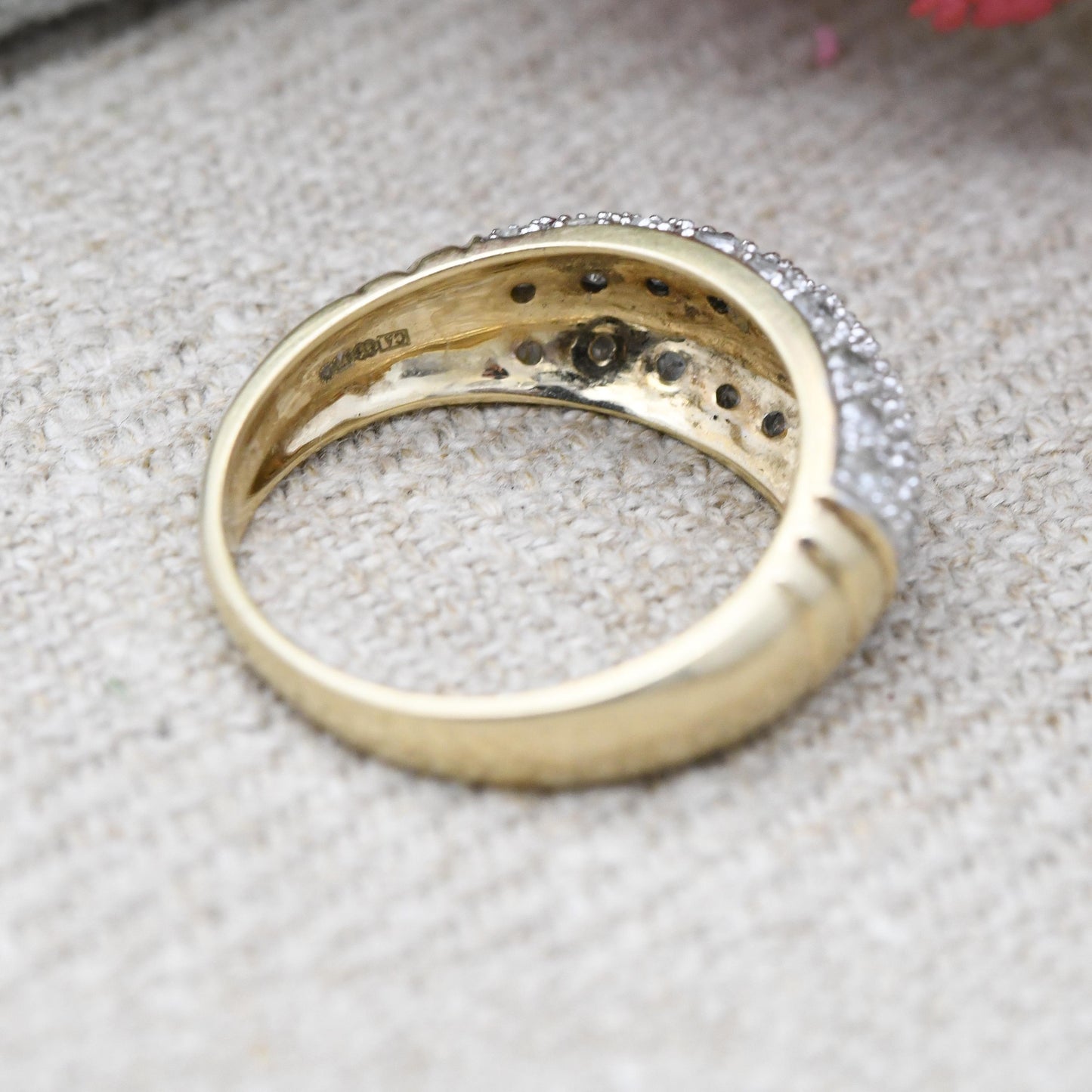 Vintage 9ct Gold Half Carat Diamond Bombe Ring - Elegant Gold Jewellery Gift for Her | UK Size - M US Size - 6 1/2