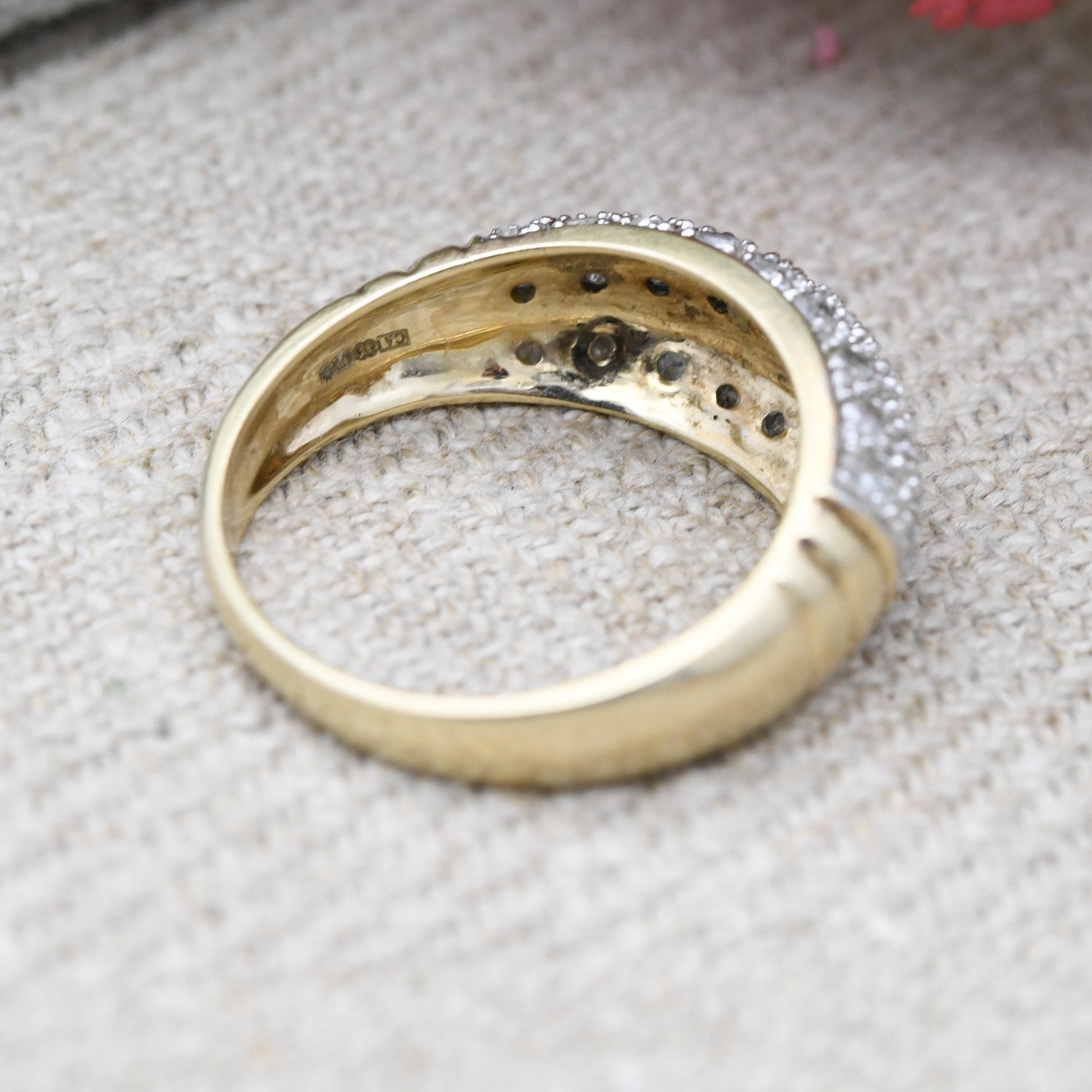 Vintage 9ct Gold Half Carat Diamond Bombe Ring - Elegant Gold Jewellery Gift for Her | UK Size - M US Size - 6 1/2