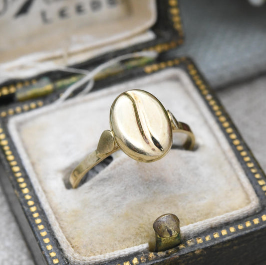 Vintage 9ct Gold Coffee Bean Ring - Stylised Ring | Modernist | UK Size - L | US Size - 6
