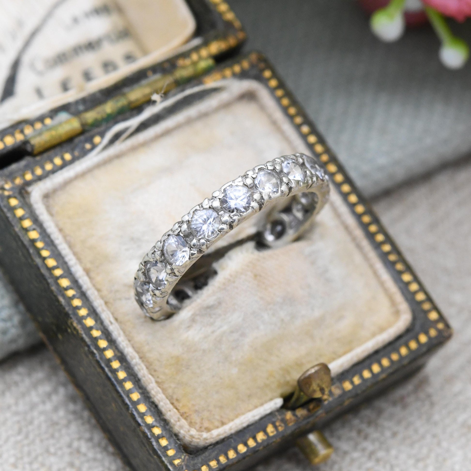 Antique 9ct White Gold Eternity Ring with Clear Stones - UK Size - L | US Size - 5 3/4
