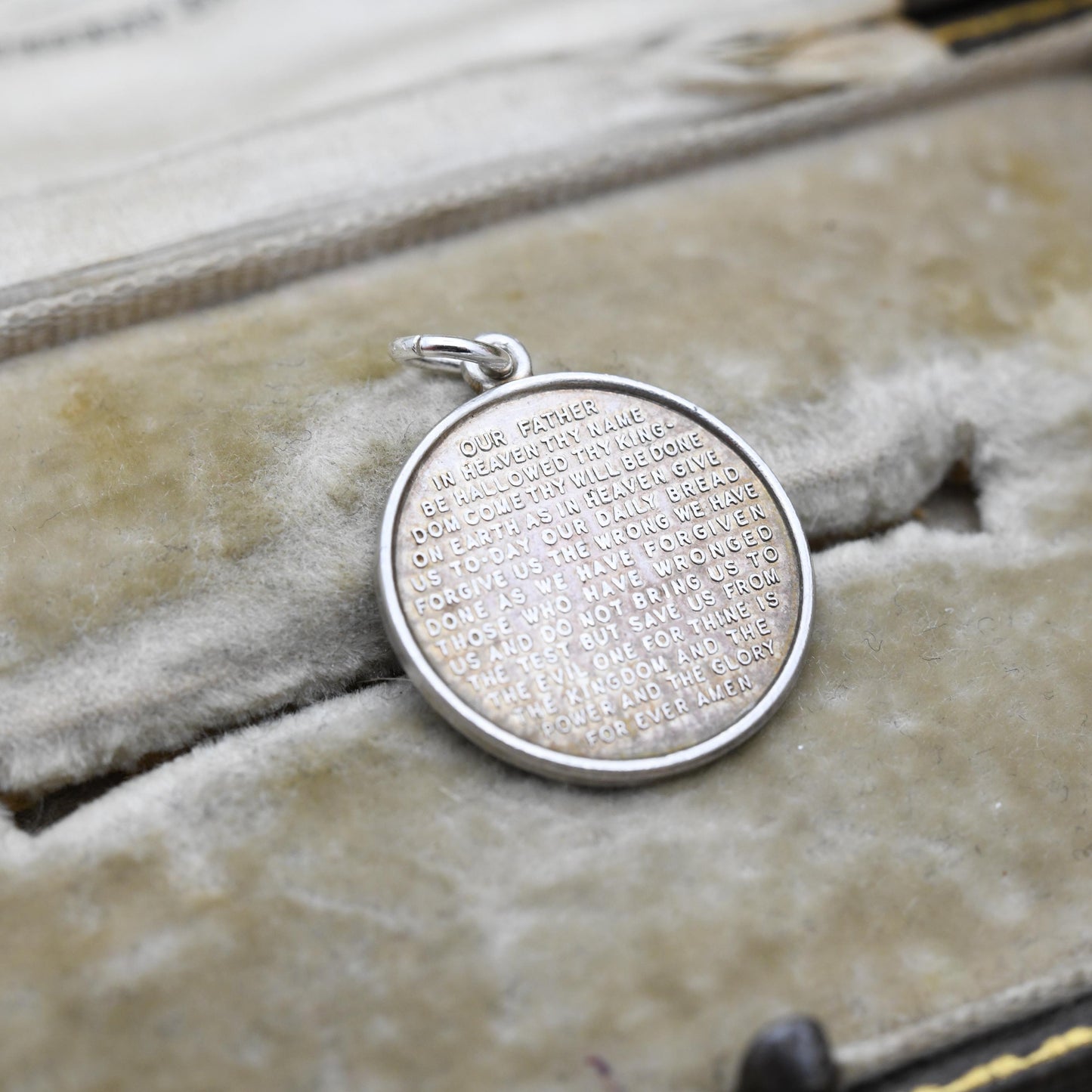 Vintage Silver Lord's Prayer Token Charm Pendant - Inscribed Religious Jewellery | Gift for Baptism Christening
