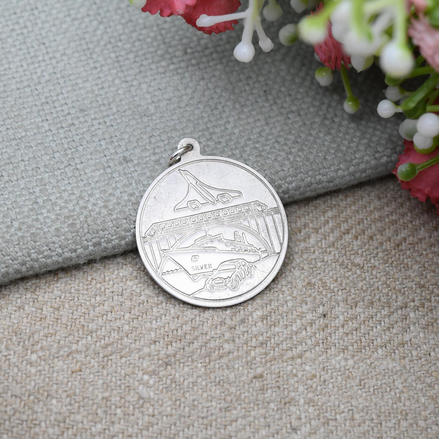 Vintage Sterling Silver St. Christopher Pendant Mid-Century - Small Circle Saint of Travelling | Christian Religious Detailed Jewellery Gift