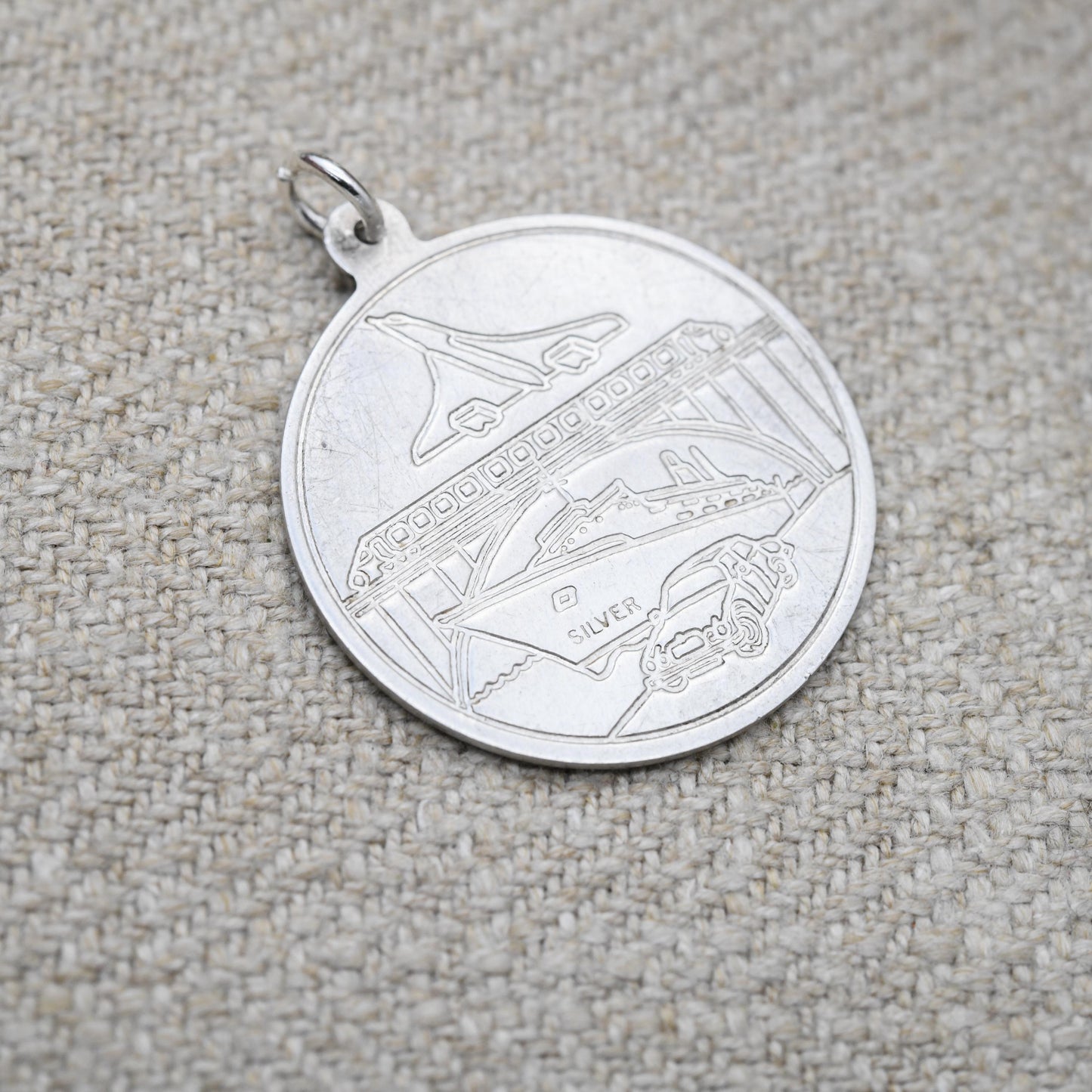 Vintage Sterling Silver St. Christopher Pendant Mid-Century - Small Circle Saint of Travelling | Christian Religious Detailed Jewellery Gift