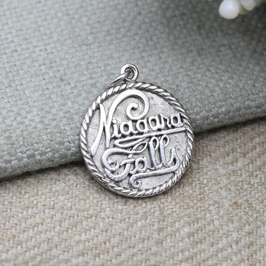 Vintage Sterling Silver Niagara Falls Souvenir Charm Pendant RJL - American Canadian Travel Token | Gift for Charm Bracelet Scrap Book
