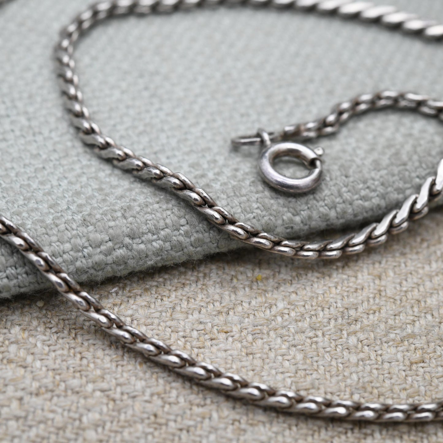 Vintage Sterling Silver Flat Serpentine Chain Necklace Andreas Daub c.1980s - Quality Solid Silver Necklace Unisex Design | 18"