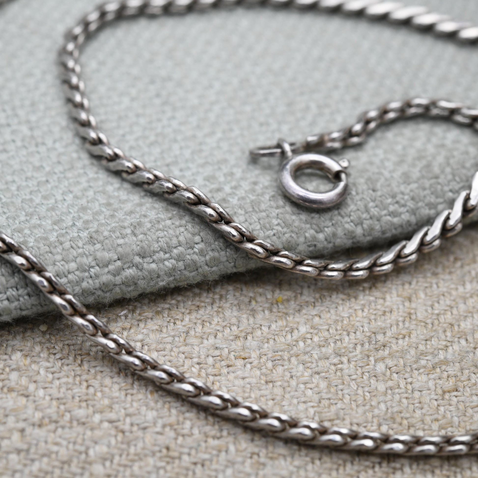 Vintage Sterling Silver Flat Serpentine Chain Necklace Andreas Daub c.1980s - Quality Solid Silver Necklace Unisex Design | 18"