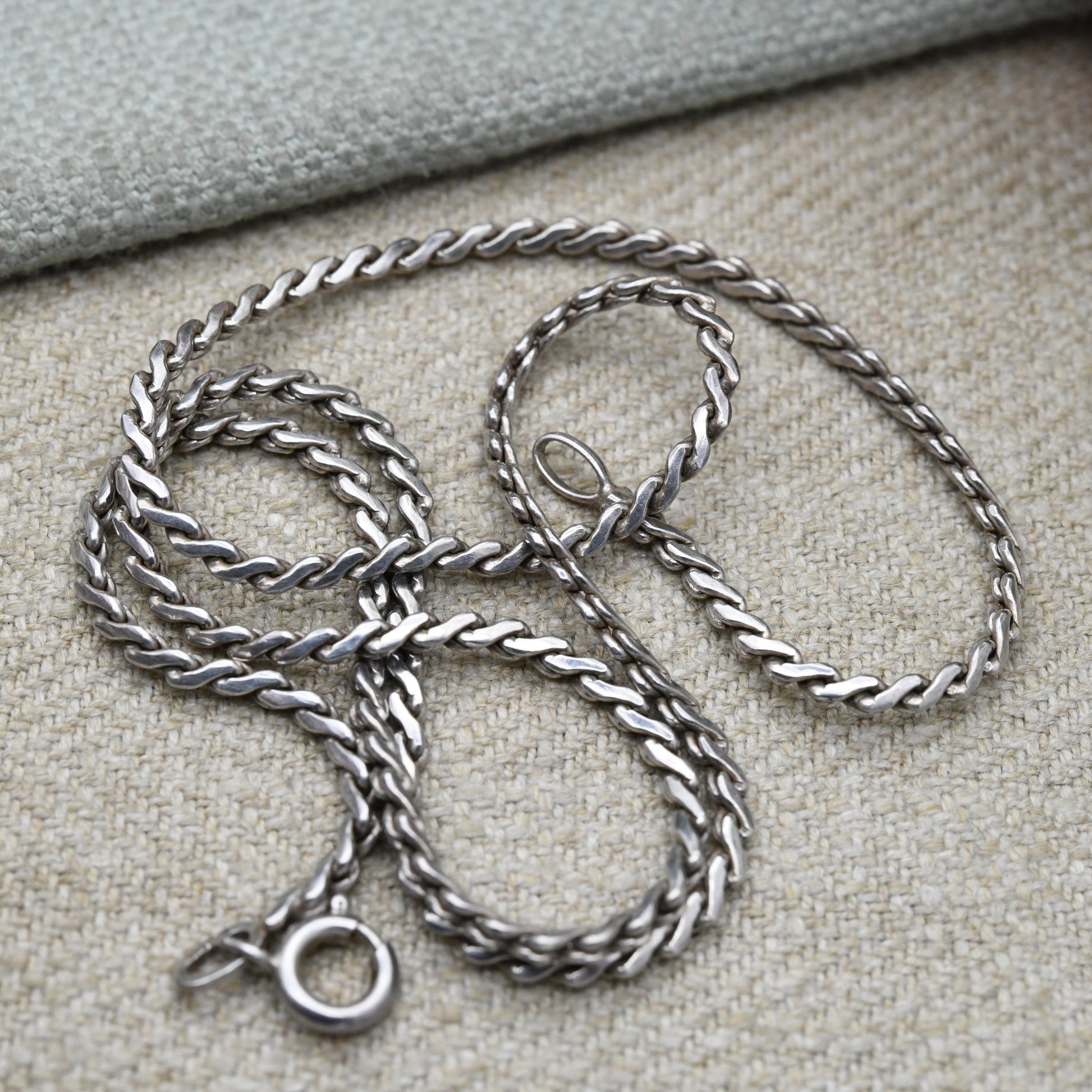 Vintage Sterling Silver Flat Serpentine Chain Necklace Andreas Daub c.1980s - Quality Solid Silver Necklace Unisex Design | 18"
