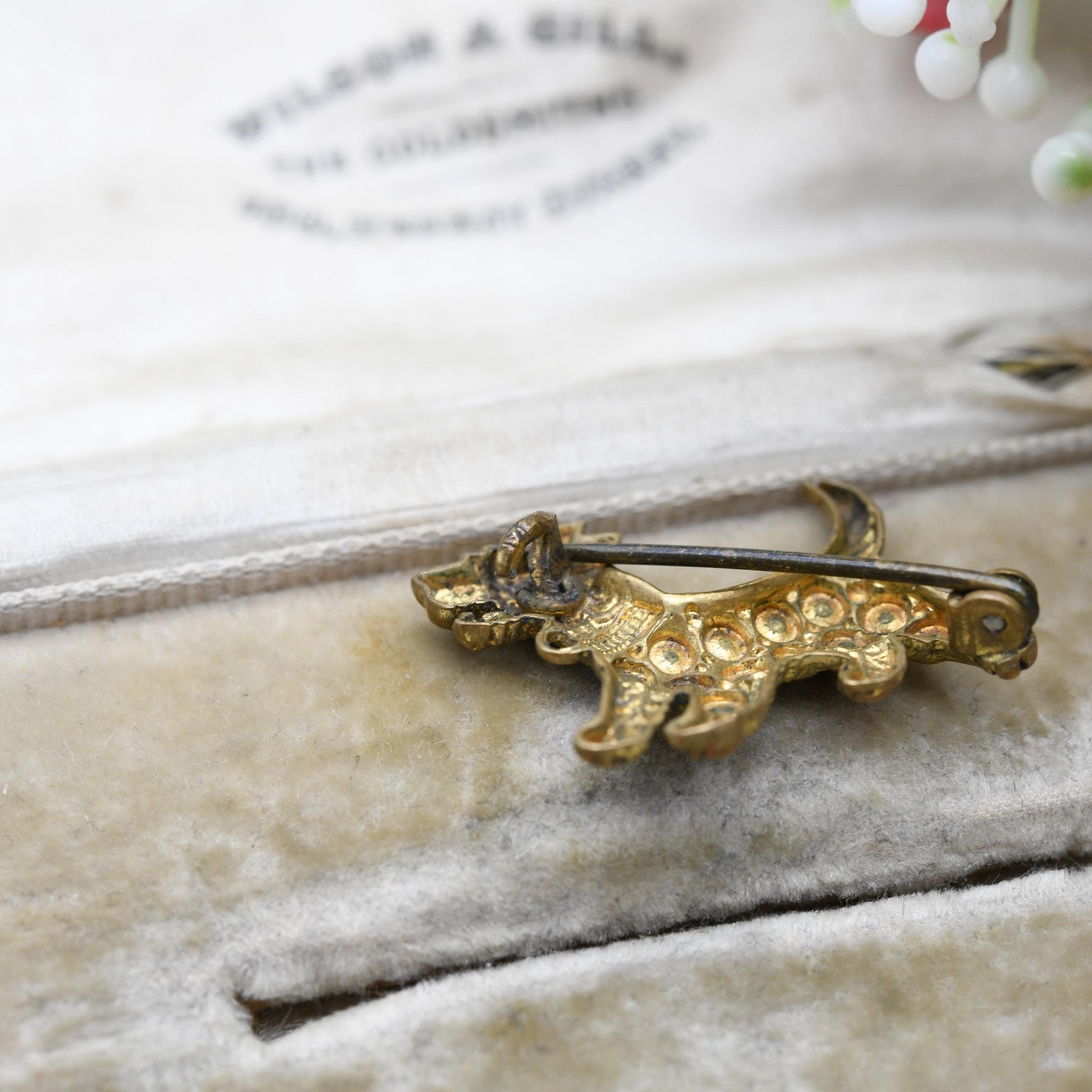 Vintage Scottie Dog Dog Brooch Enamel Brass Staybrite c. 1930s 1940s