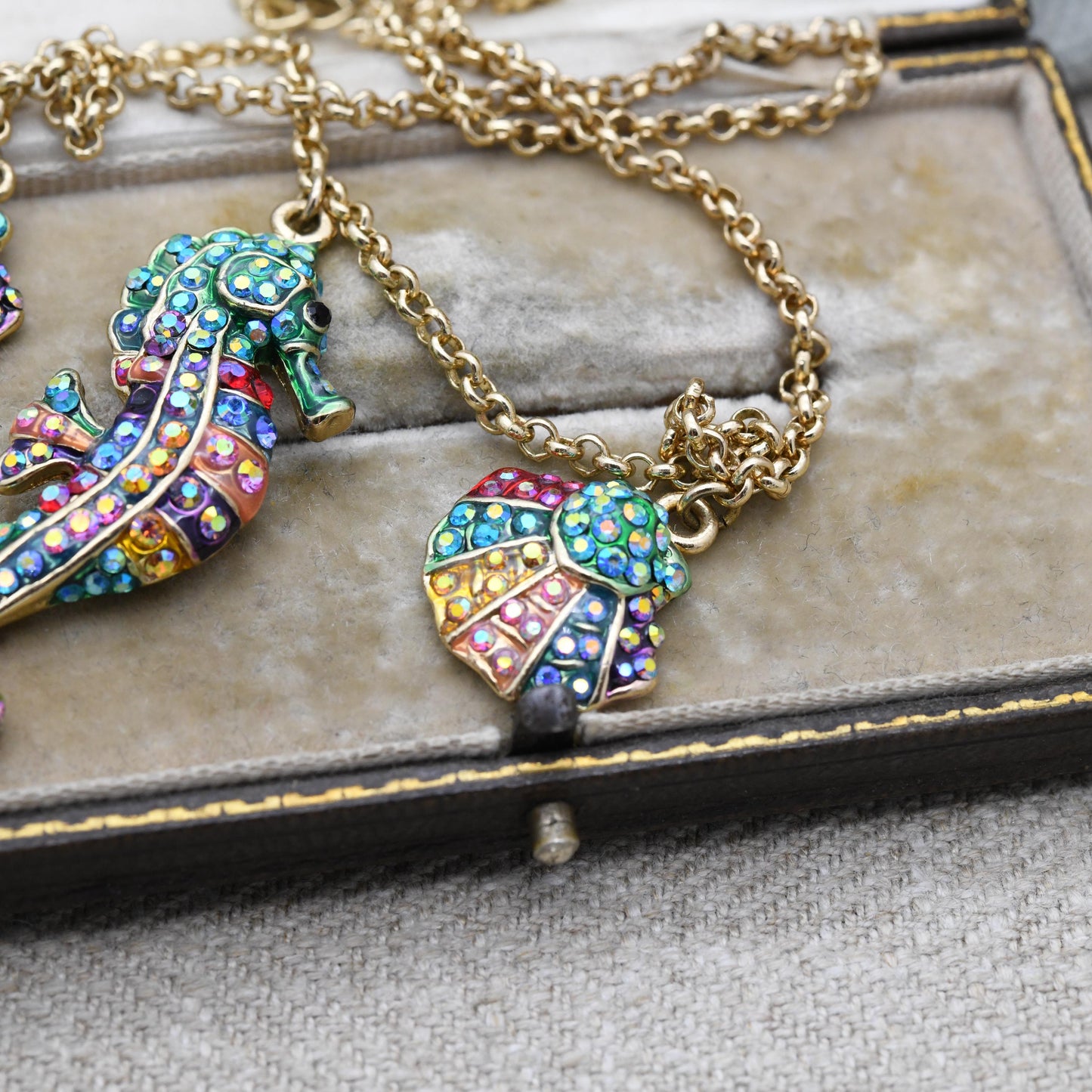 Butler and Wilson Seahorse Necklace with Colourful Stones B&W - Under the Sea Collection | Signed Designer Jewellery