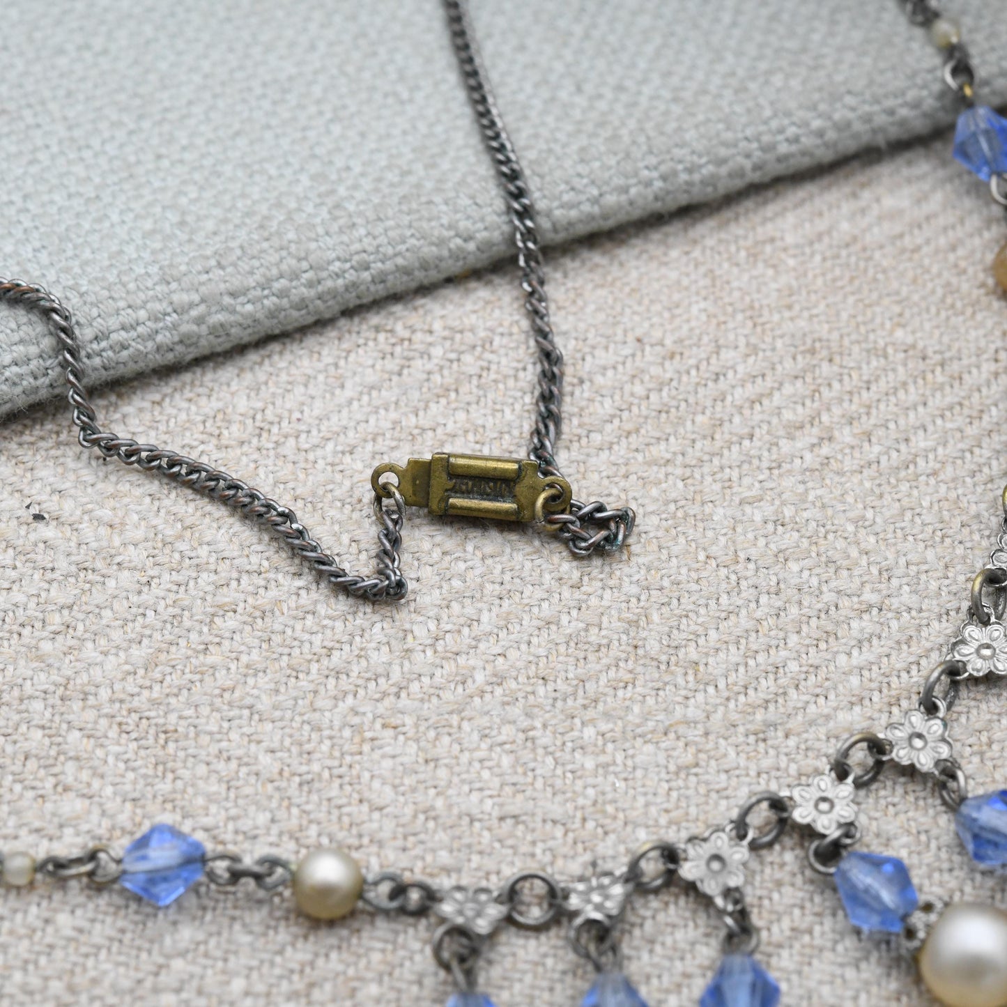 Antique Art Deco Czech Glass and Faux Pearl Fringe Necklace c. 1920s 1930s - Made in Czechoslovakia
