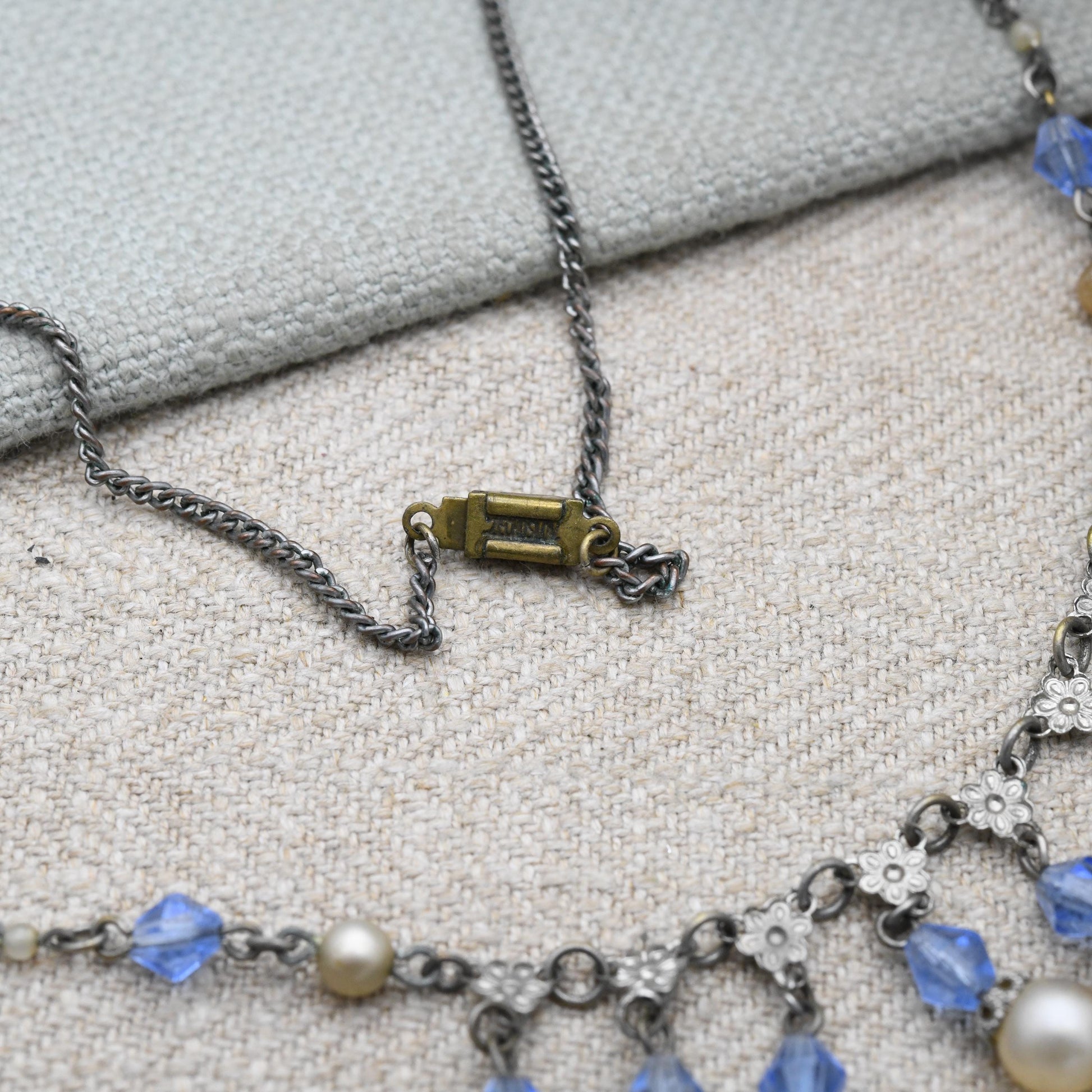 Antique Art Deco Czech Glass and Faux Pearl Fringe Necklace c. 1920s 1930s - Made in Czechoslovakia