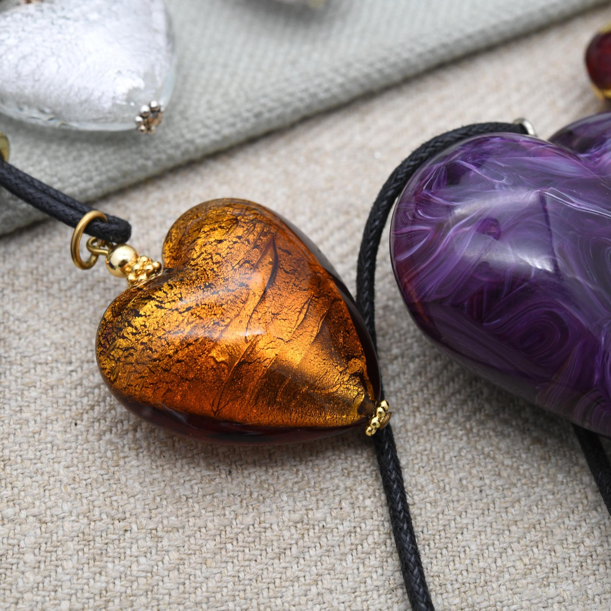 Vetro Artistico Murano Glass Heart Pendant Necklace on Cord - Deadstock Different Size and Colour Options