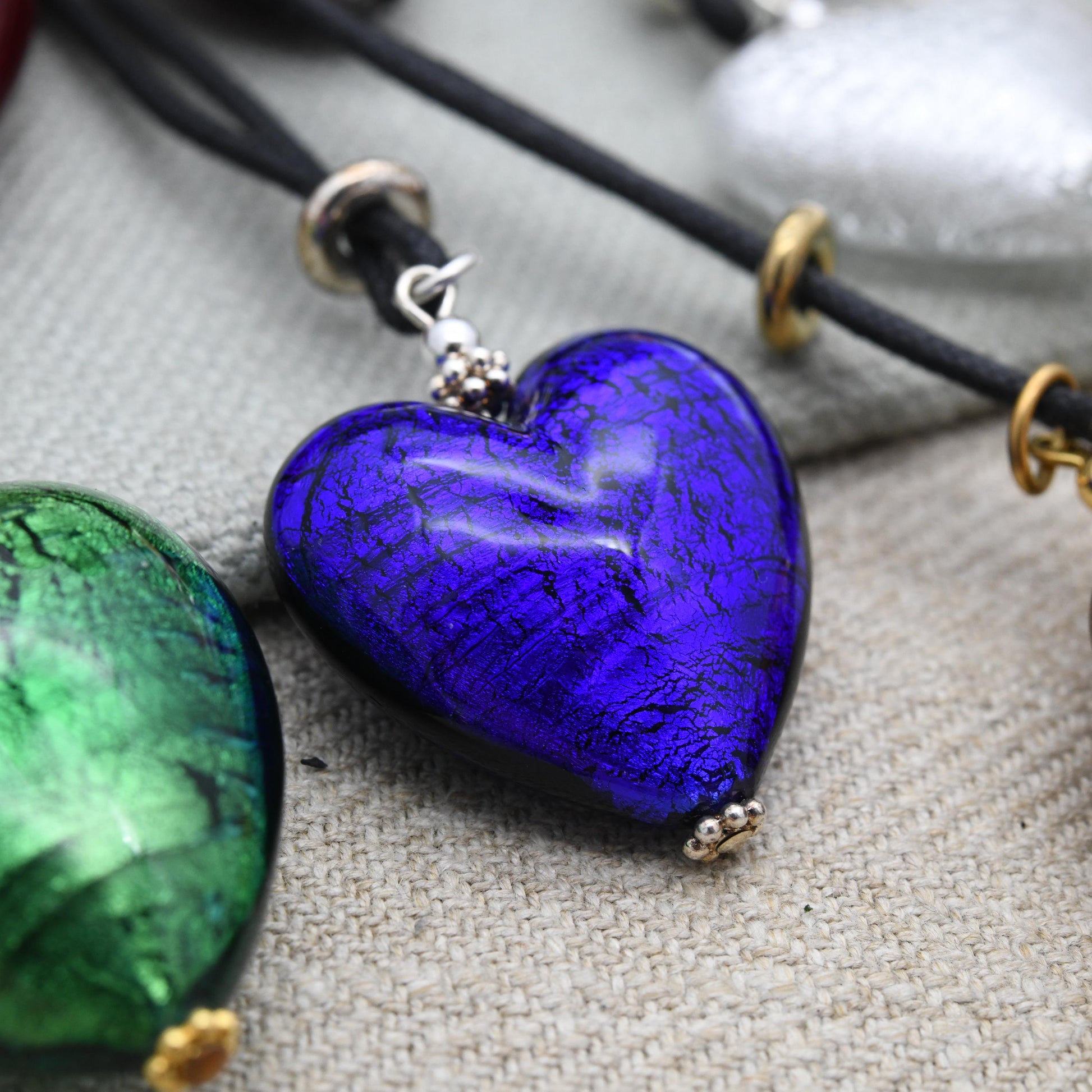 Vetro Artistico Murano Glass Heart Pendant Necklace on Cord - Deadstock Different Size and Colour Options