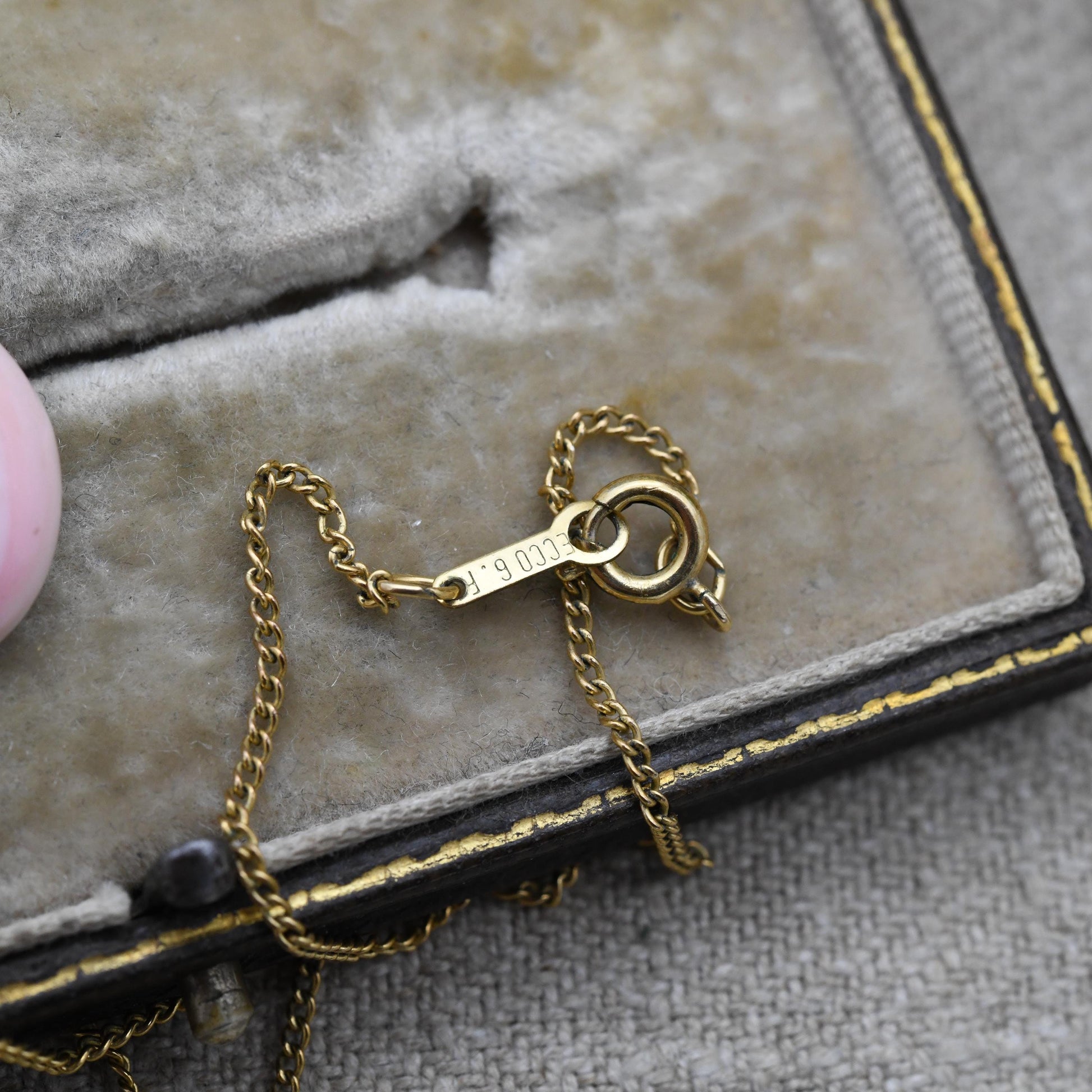 Vintage Gold Filled Pink Opal Pendant Necklace on Trace Chain by ECCO - Cabochon Pink Gemstone