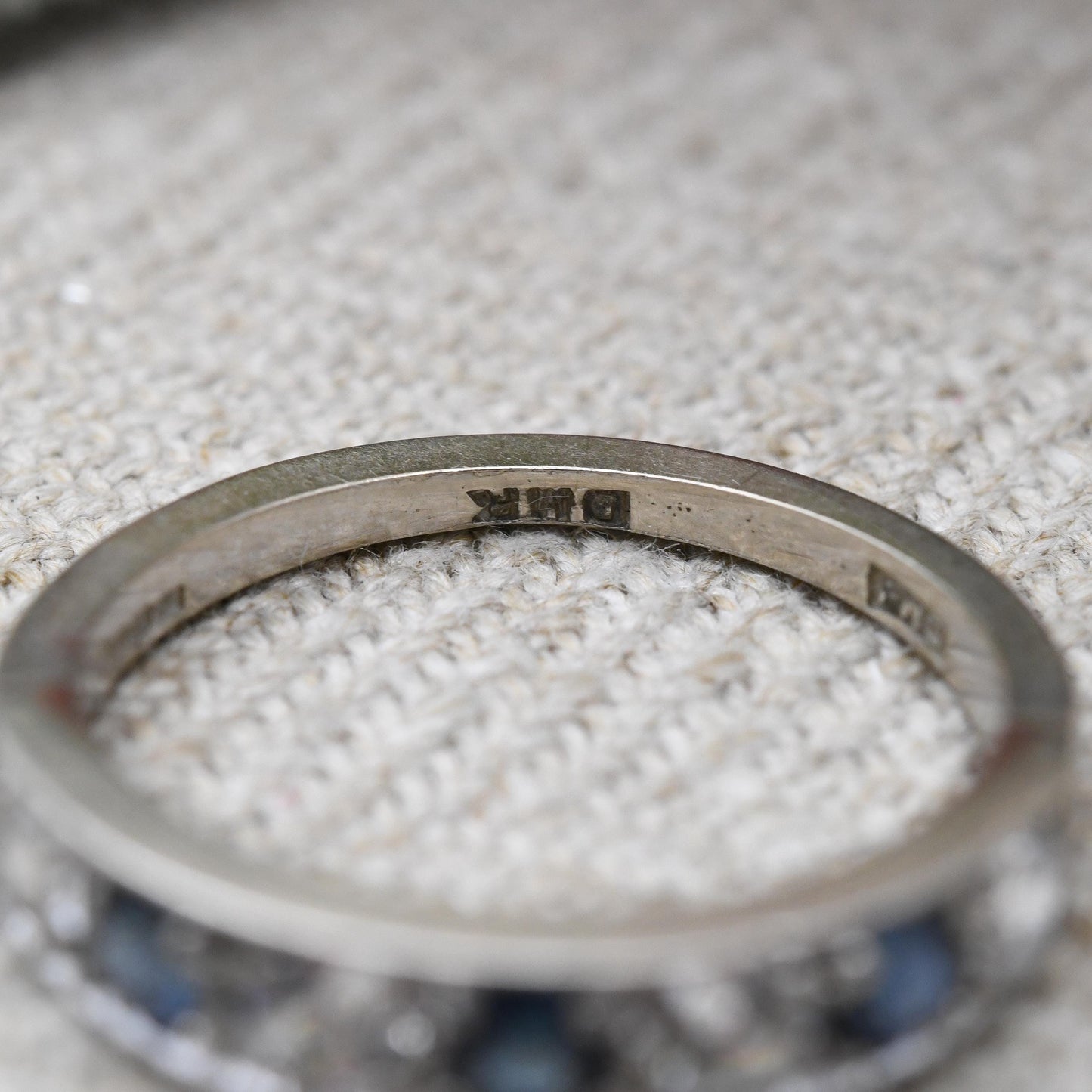 Vintage 18ct Gold Sapphire and Clear Stone Half Eternity Ring 1973 - Alternating Five Stone Engagement Ring | UK Size M 1/2 | US Size 6 1/2