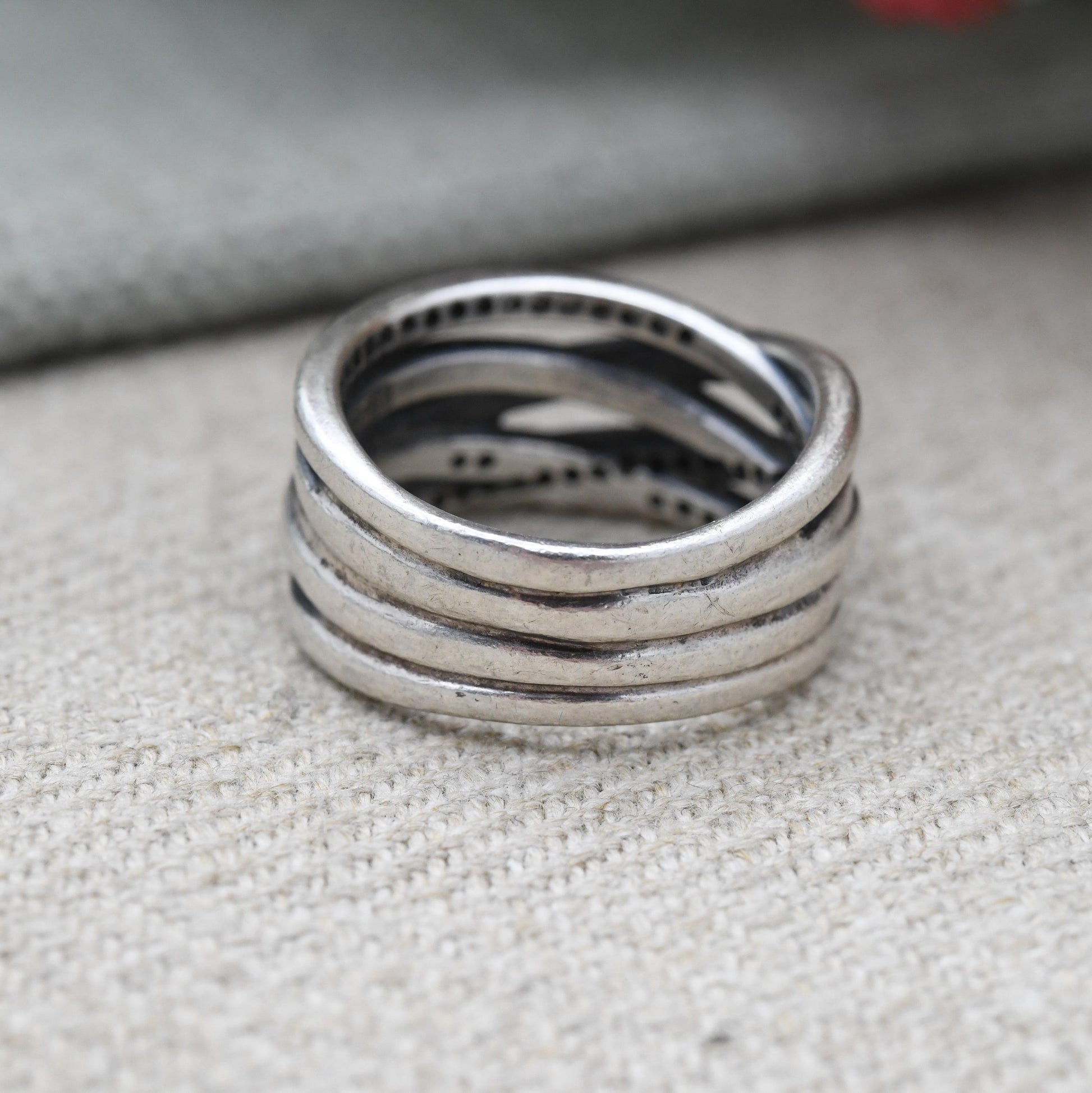Pandora Sterling Silver Multi Band White Stone Stacking Ring - Pavé Setting | Pretty Gift for Her | UK Size - N | US Size - 6 3/4
