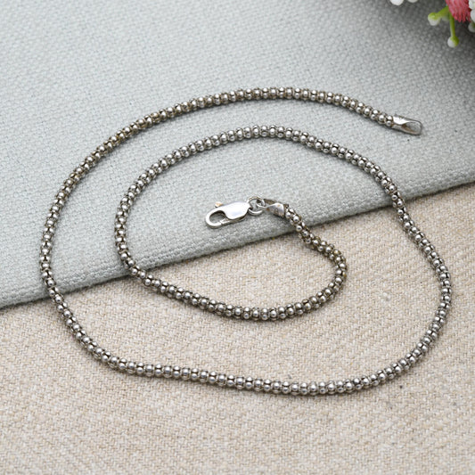 Vintage Sterling Silver Popcorn Link Chain Necklace - Quality Solid Silver Necklace Unisex Design | 18"