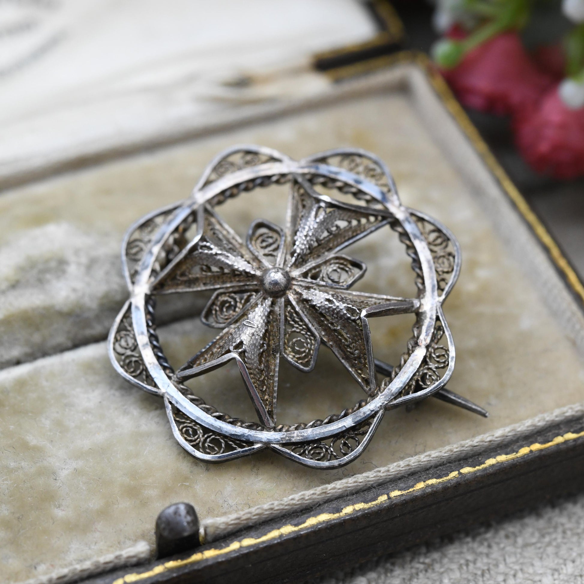 Vintage Silver Filigree Maltese Cross Brooch | Solid Silver Ladies Pin Brooch | 917 Silver | Malta Silver