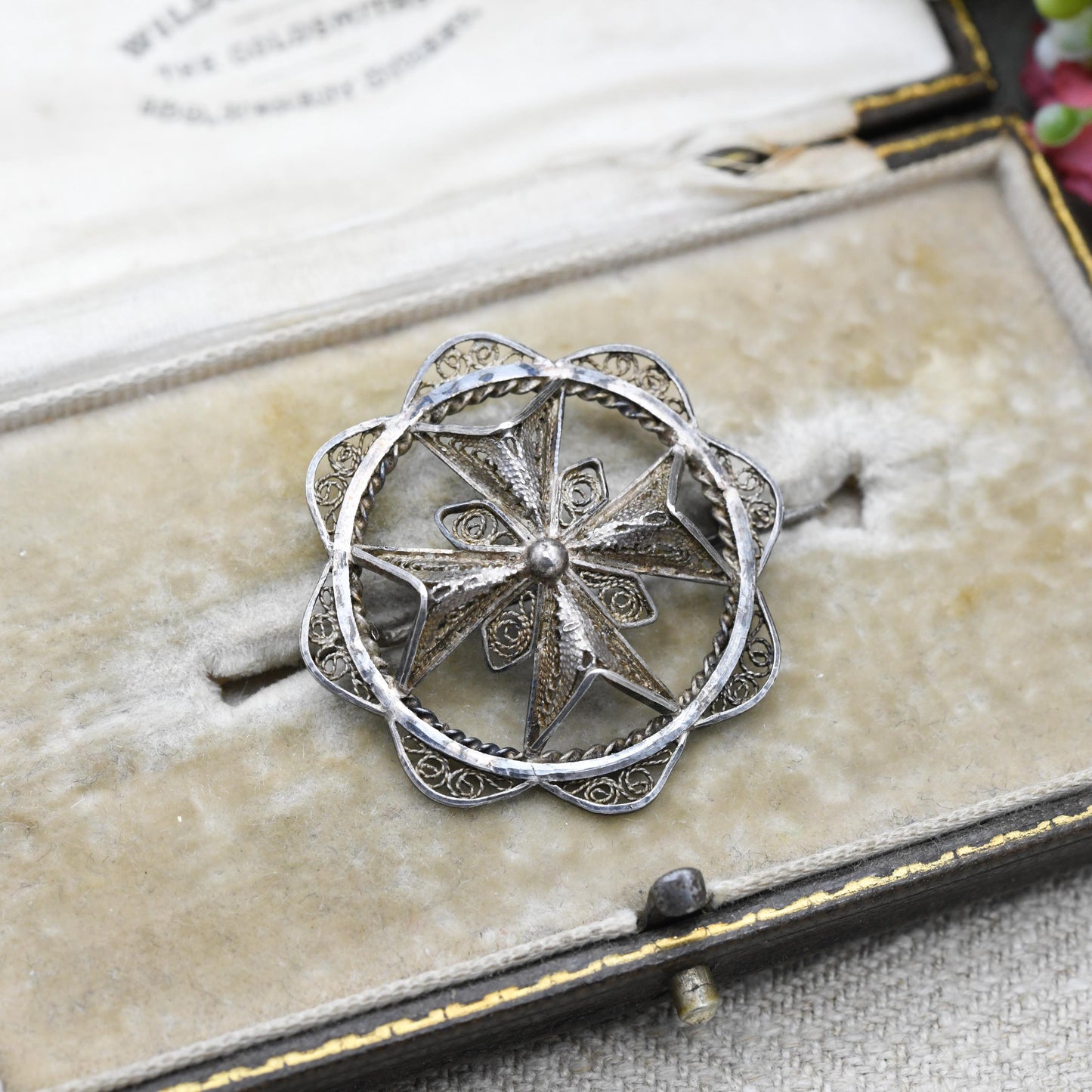 Vintage Silver Filigree Maltese Cross Brooch | Solid Silver Ladies Pin Brooch | 917 Silver | Malta Silver