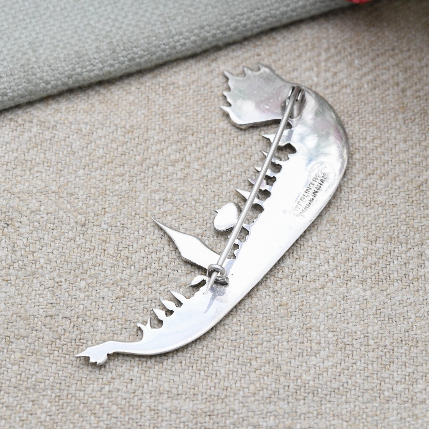Vintage Sterling Silver Siam Longship Brooch Dragon Figurehead Boat - Traditional Black Niello | Vintage Thailand Silver Figural Brooch
