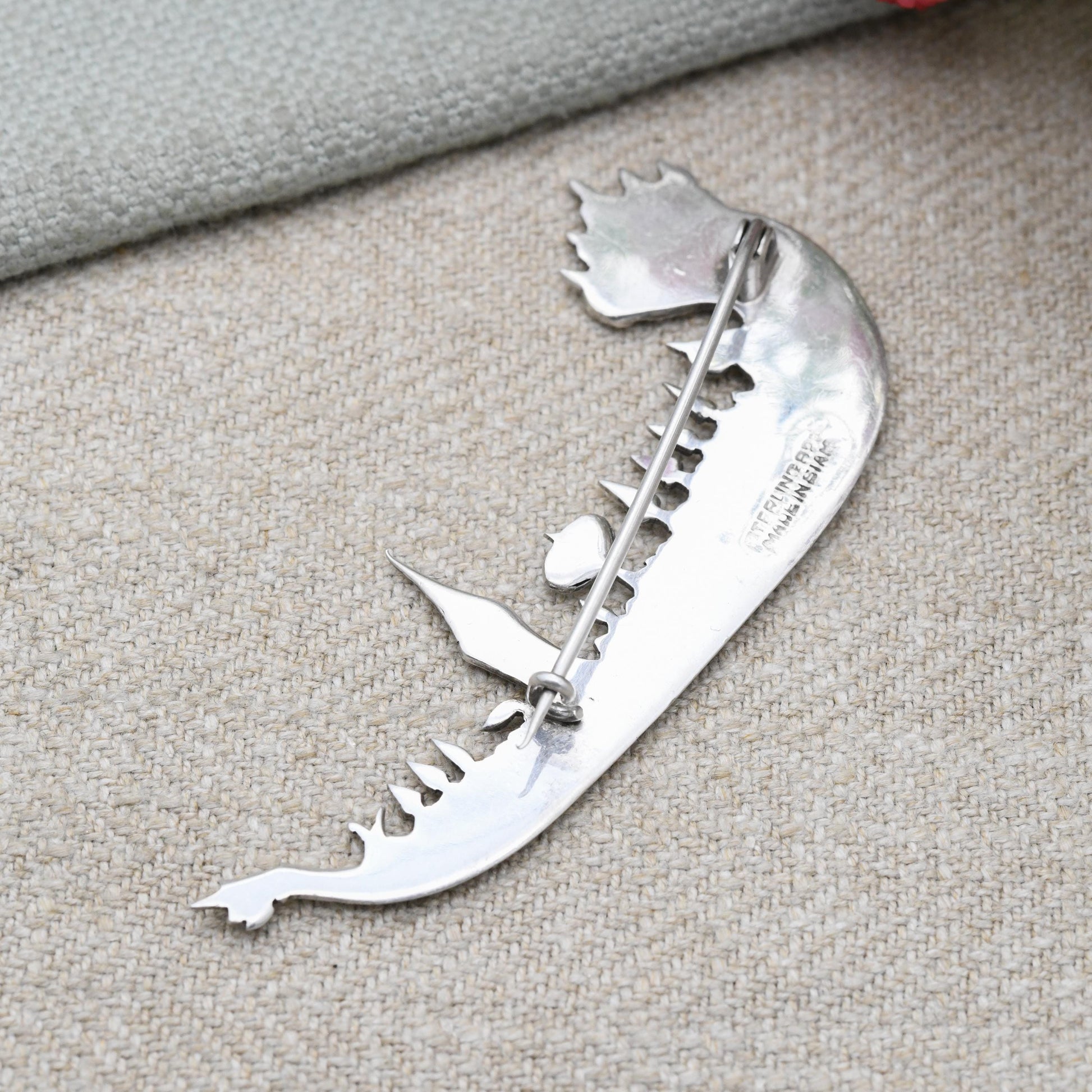 Vintage Sterling Silver Siam Longship Brooch Dragon Figurehead Boat - Traditional Black Niello | Vintage Thailand Silver Figural Brooch