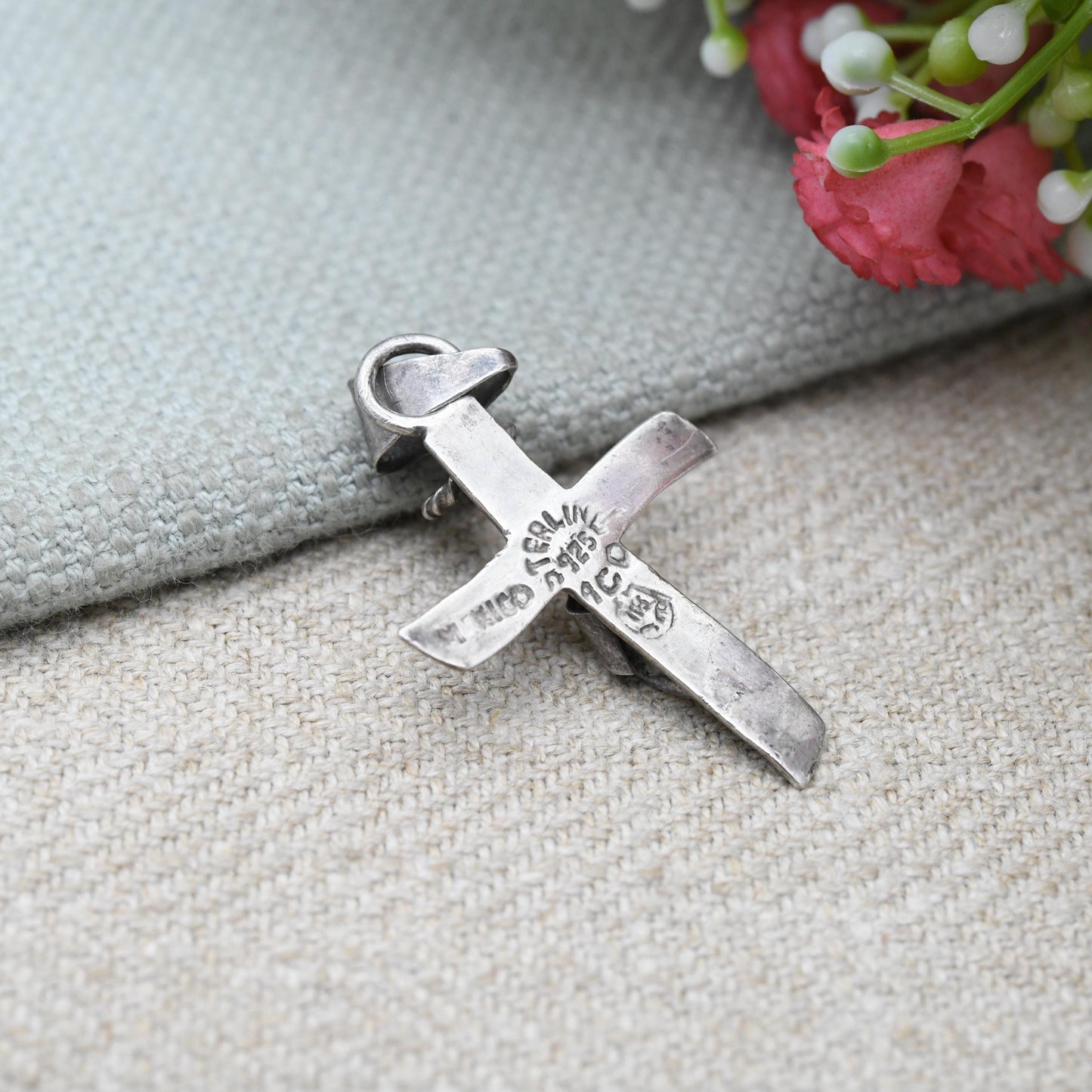 Vintage Mexican Sterling Silver Jesus on the Cross Pendant - Taxco Minimalist Design | Religious Gift for Necklace Stack