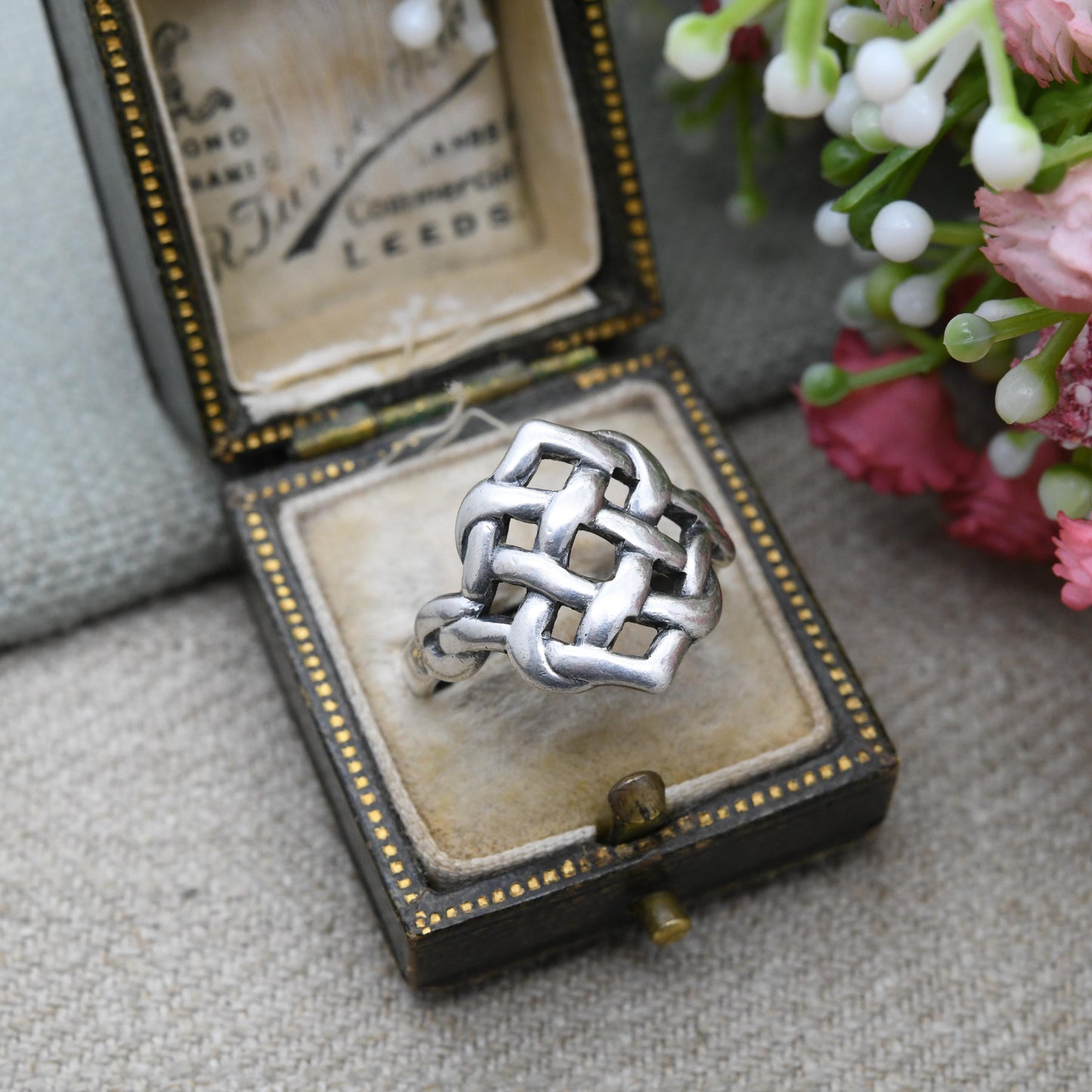 Vintage Sterling Silver Plaited Celtic Band Ring c. 1950s - Openwork Woven Knotted Band | Unisex Jewellery | UK Size - P | US Size - 7 3/4
