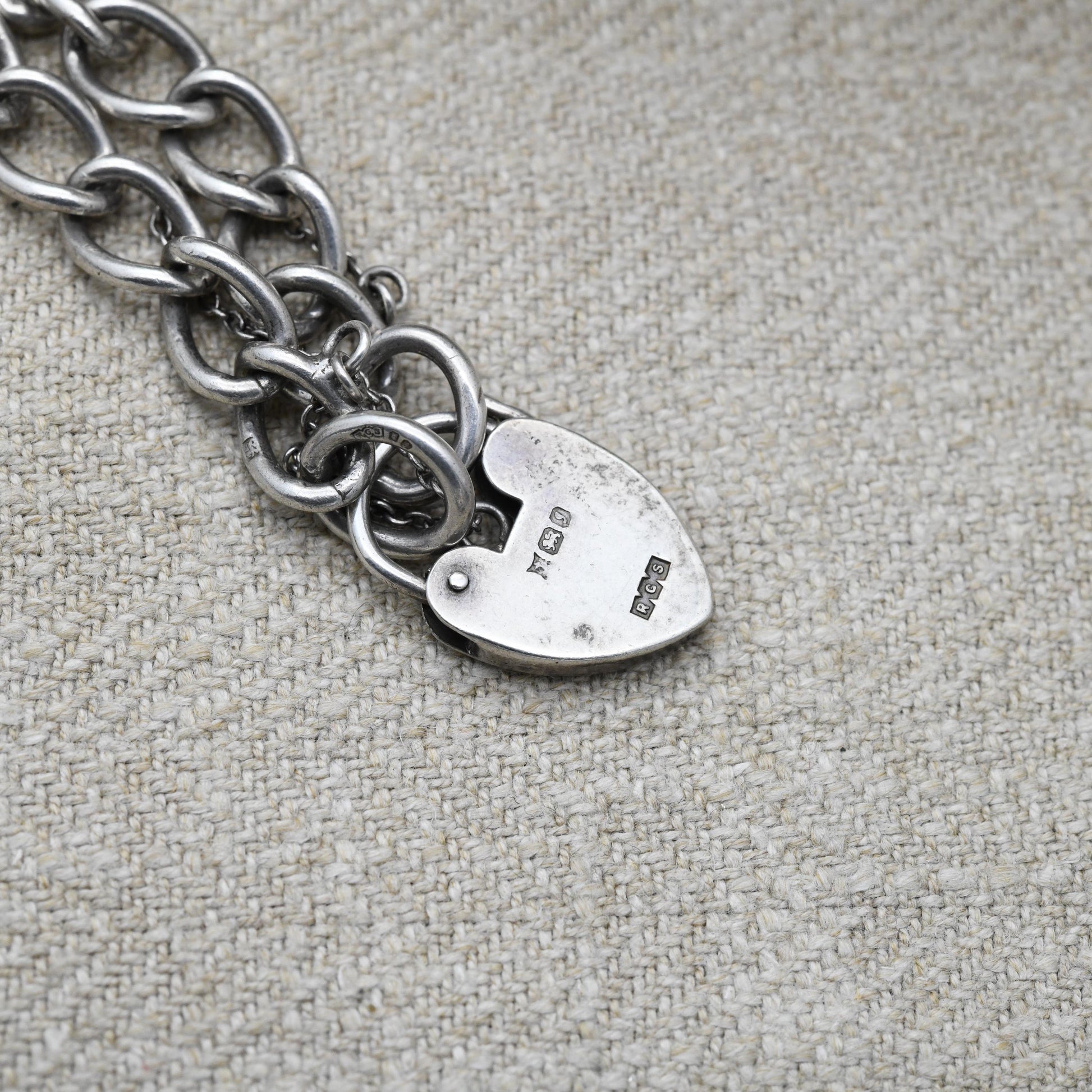 Vintage Sterling Silver Heart Padlock Clasp Chain Bracelet 1983 - Cute Curb Links with Safety Chain | Charm Bracelet | Gift for Her