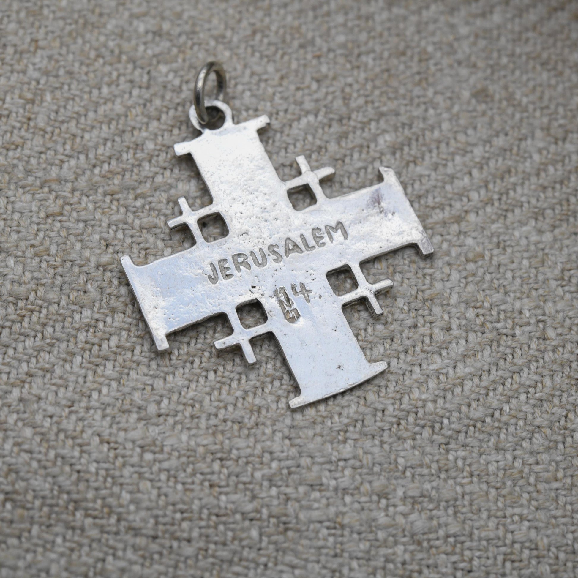 Vintage Sterling Silver Jerusalem Cross Pendant - Crusader Cross with Scrolling Design | Pretty Mid-Century Israel Jewellery