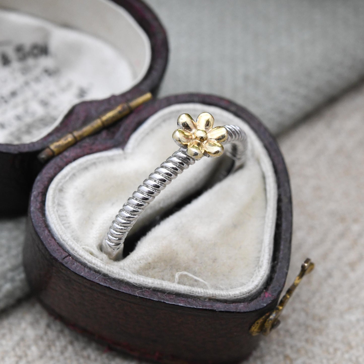 Vintage Sterling Silver Gold Plated Flower Ring TJC - Detailed Flower Floral Shape | Pretty Gift for Her | UK Size - N 1/2 | US Size - 6 3/4