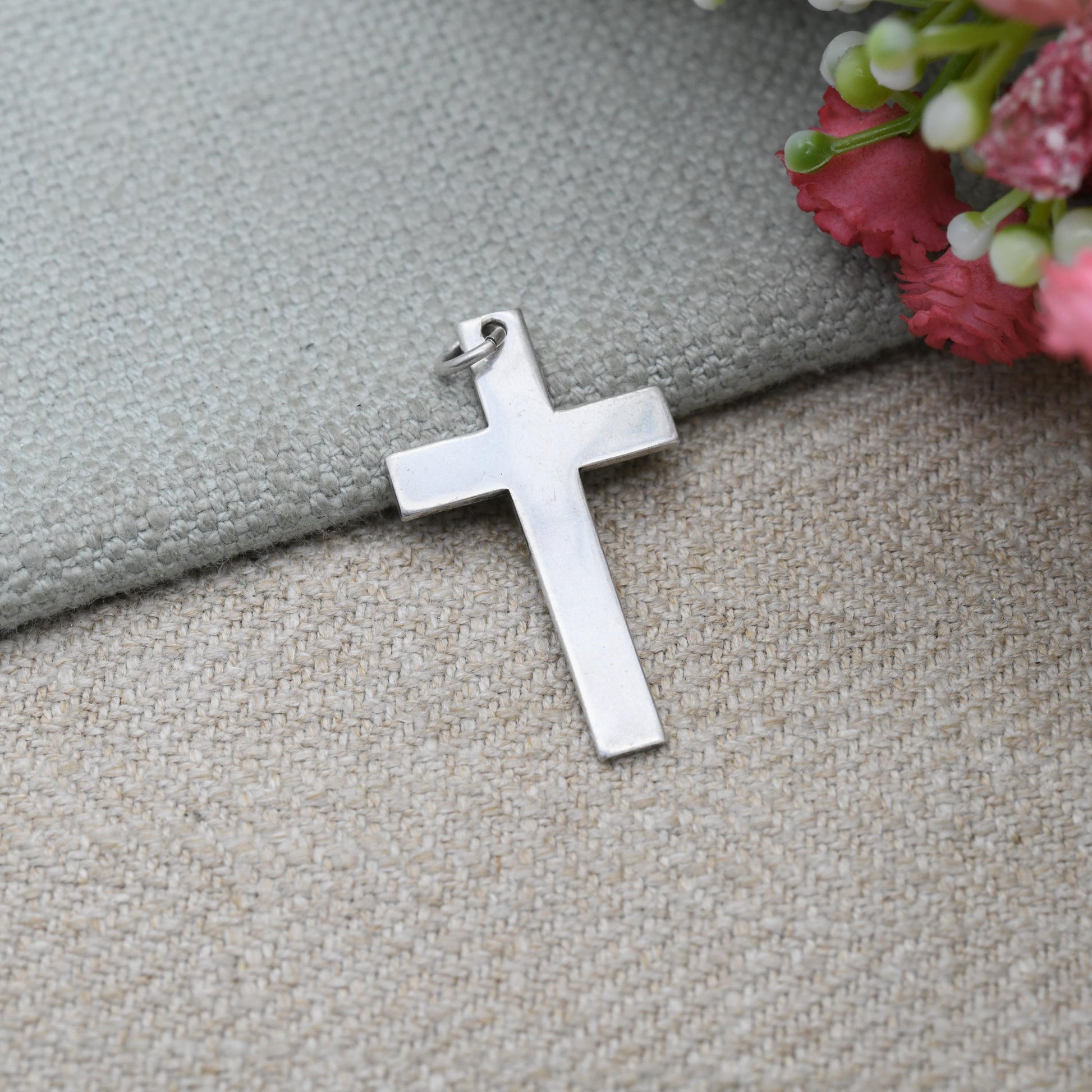 Vintage Sterling Silver Cross Pendant - Religious Gift | Plain Cross | Christian Necklace