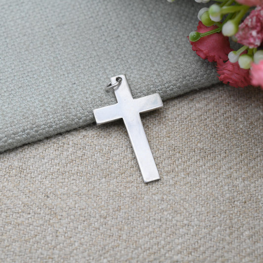 Vintage Sterling Silver Cross Pendant - Religious Gift | Plain Cross | Christian Necklace