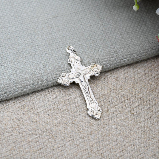 Vintage Sterling Silver Crucifix Pendant Christ on the Cross - Religious Jewellery | Gift for Charm Necklace