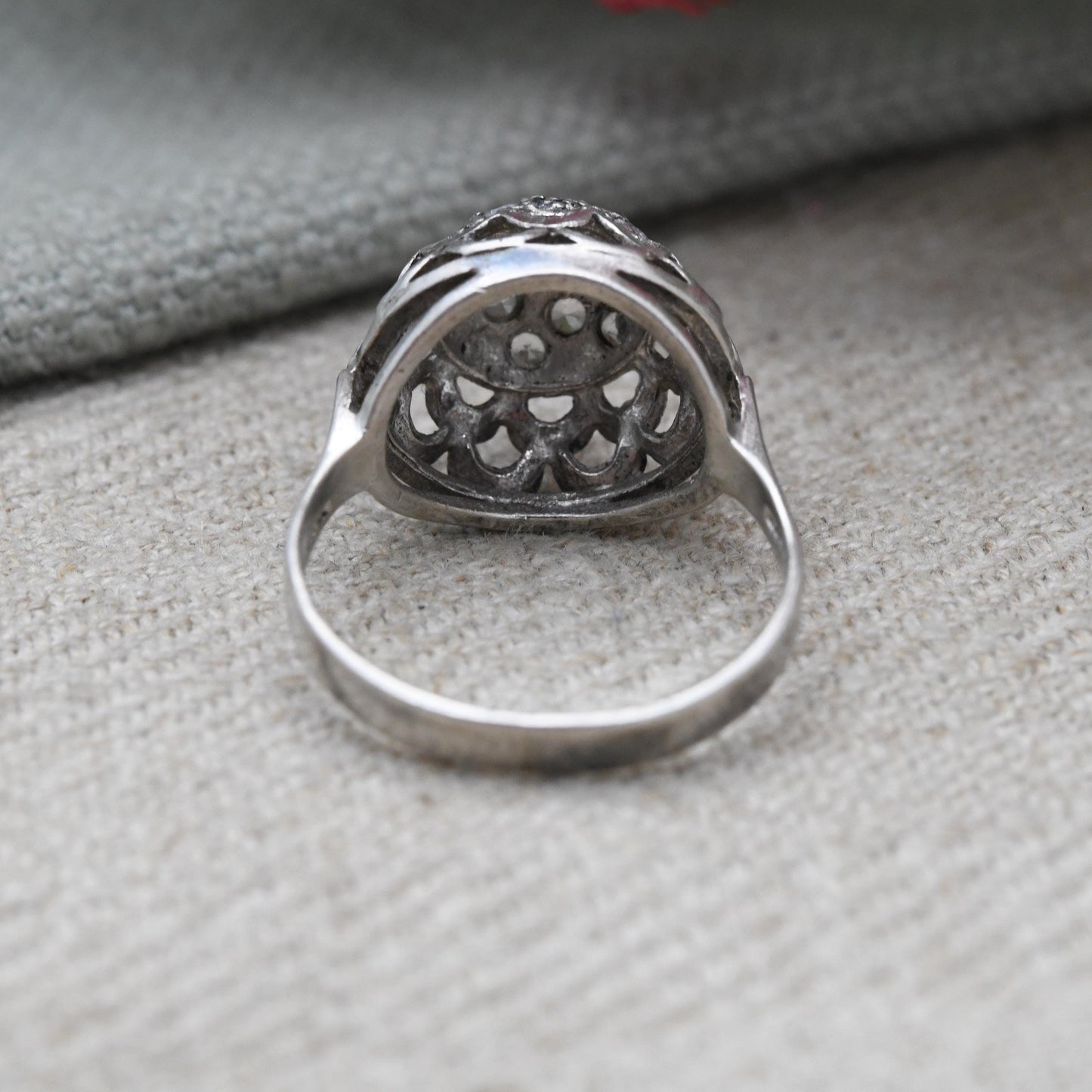 Vintage Sterling Silver Boule Cluster Ring - Clear Stones | Statement Cocktail Ring | Sparkly Ball | UK Size - O 1/2 | US Size - 7 1/2