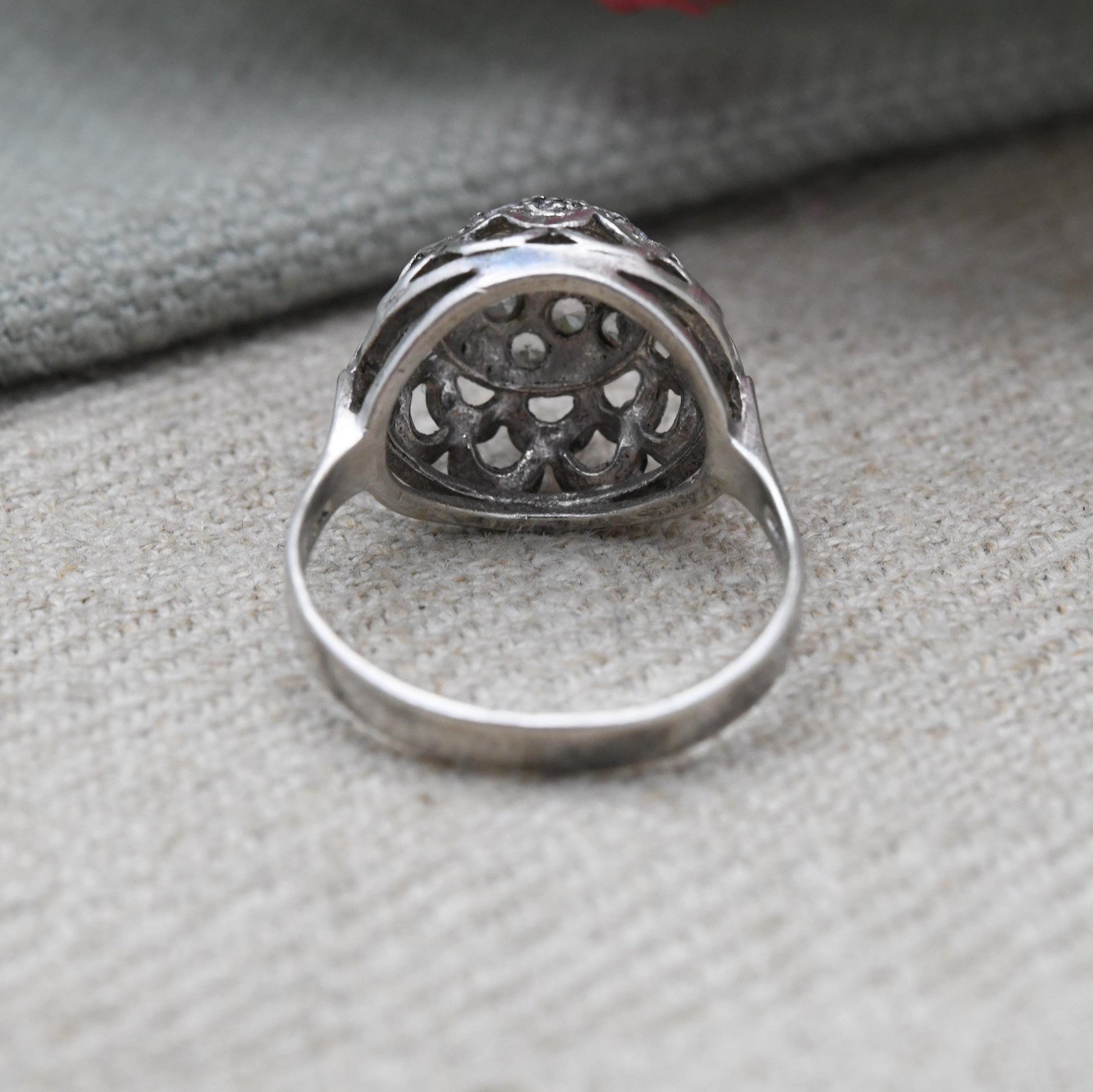 Vintage Sterling Silver Boule Cluster Ring - Clear Stones | Statement Cocktail Ring | Sparkly Ball | UK Size - O 1/2 | US Size - 7 1/2
