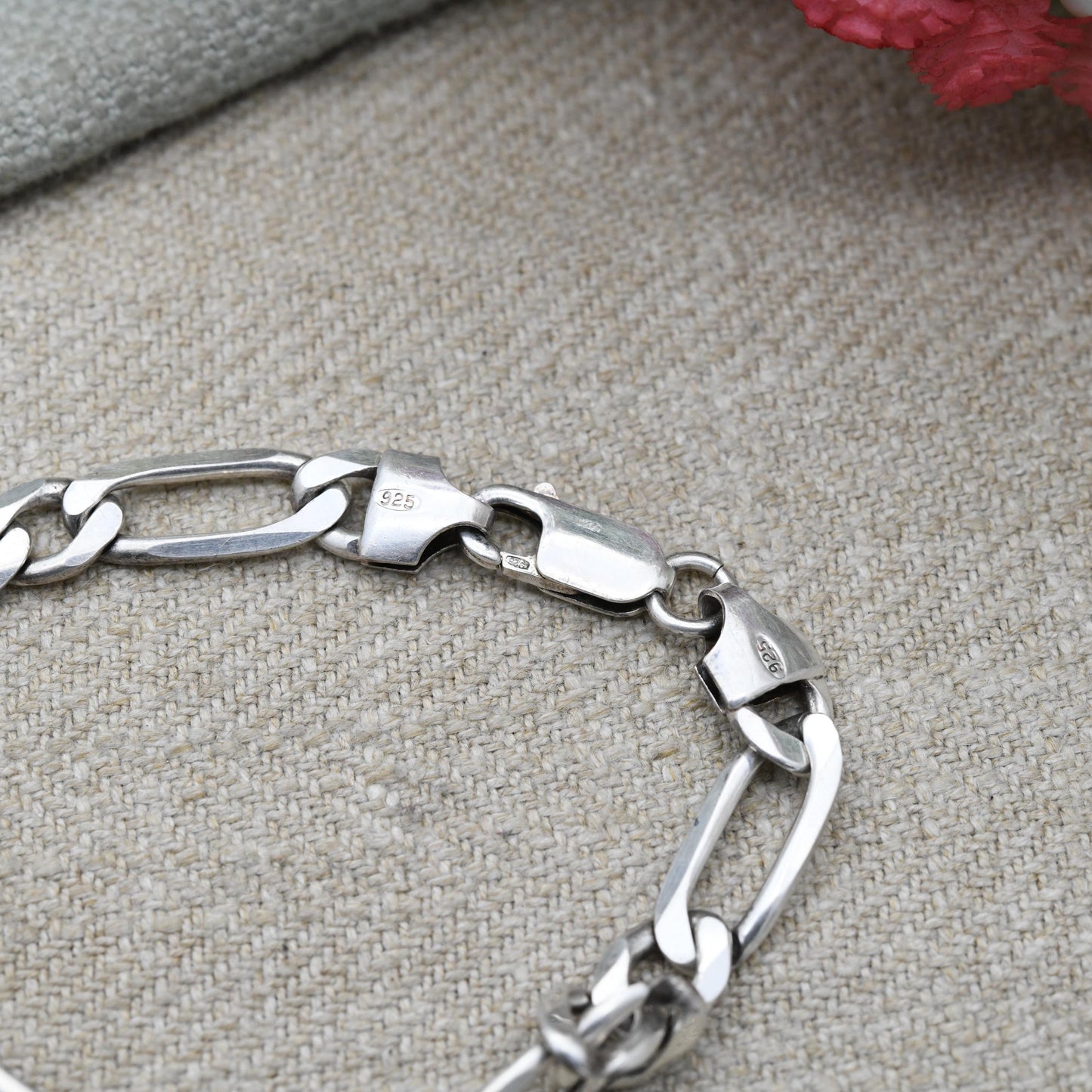 Vintage Italian Sterling Silver ID Bracelet - Figaro Links | Charm Bracelet | Unisex Jewellery Gift for Him