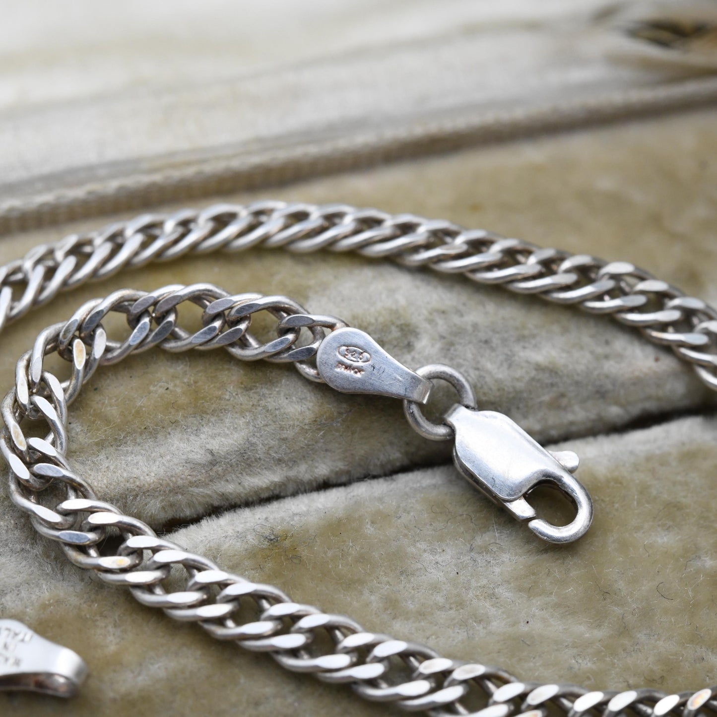 Milor Sterling Silver Chain Bracelet - Italian Double Flat Curb Links | Charm Bracelet | Gift for Him | Gift for Her