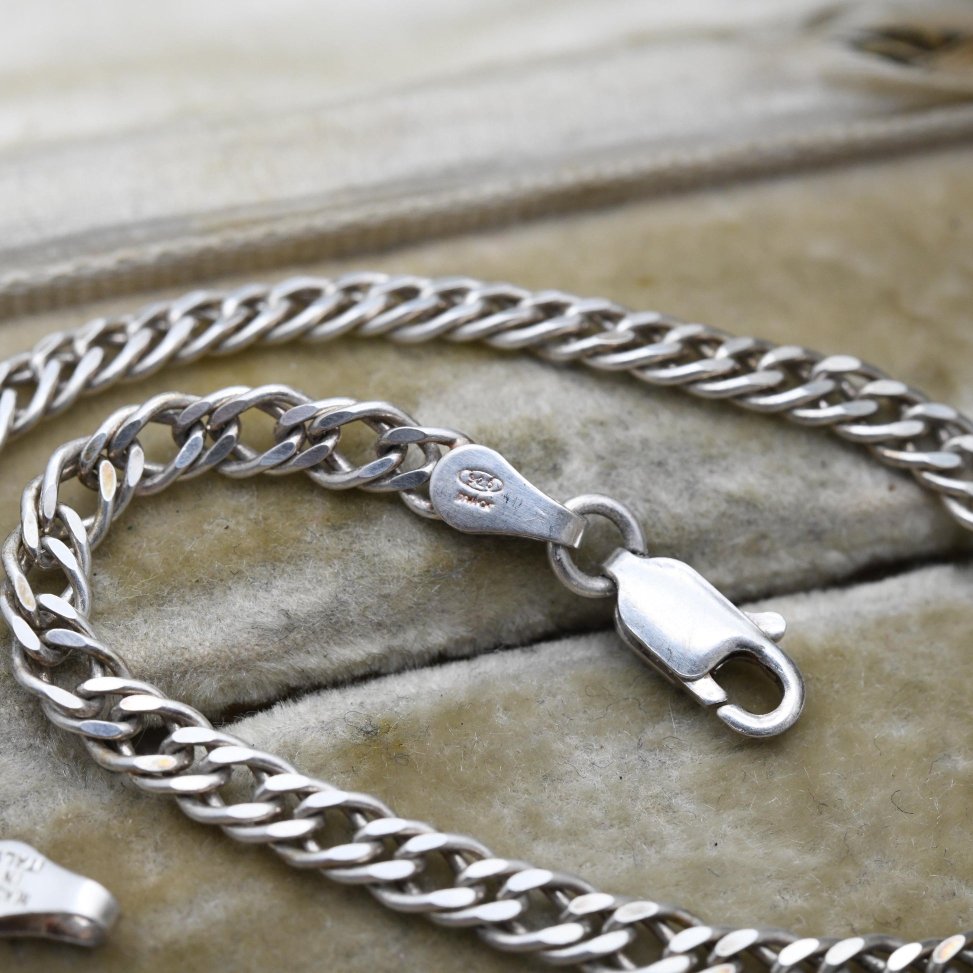 Milor Sterling Silver Chain Bracelet - Italian Double Flat Curb Links | Charm Bracelet | Gift for Him | Gift for Her