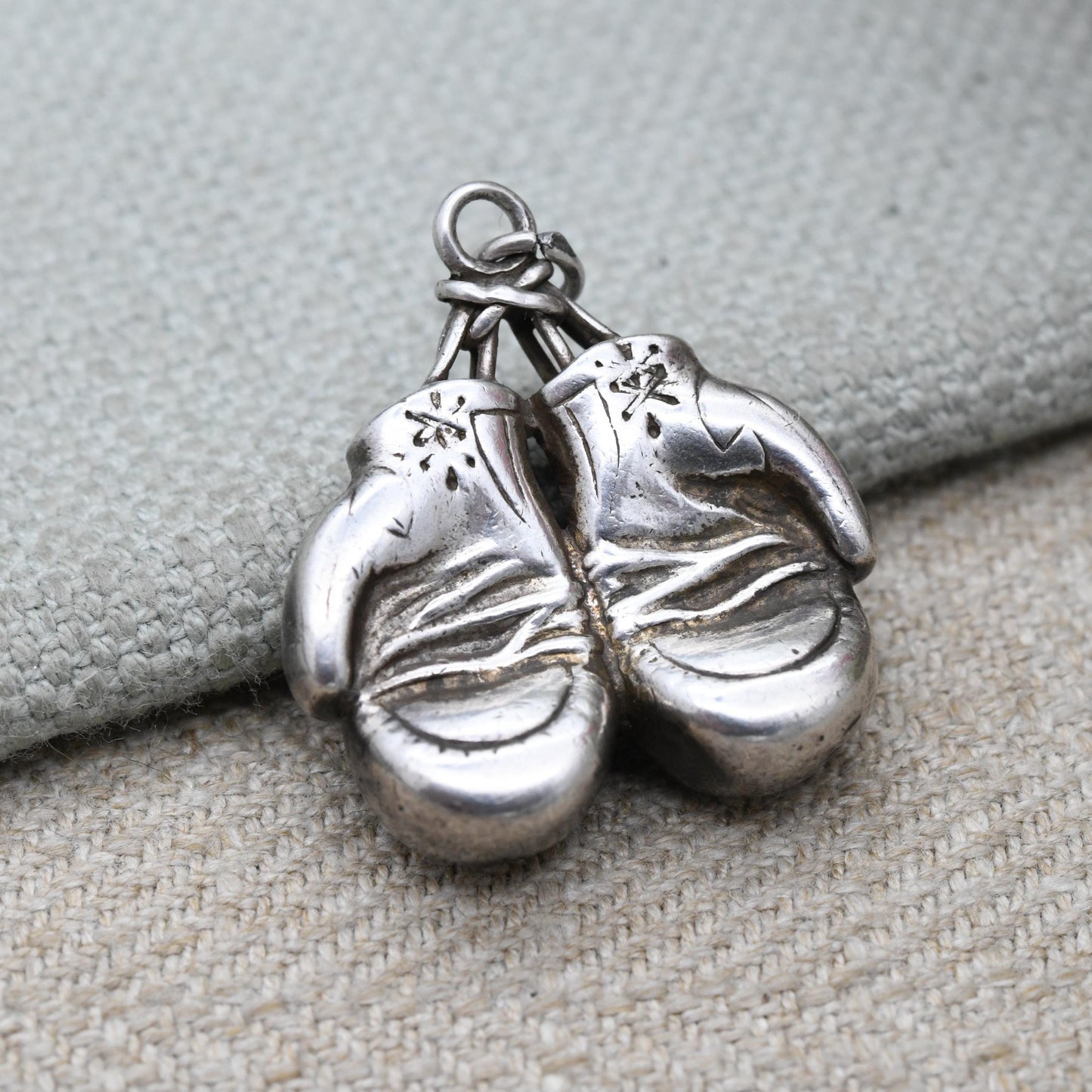 Vintage Sterling Silver Boxing Gloves Pendant 1932 by Fattorini & Sons Ltd - Sports Fob Medal Jewellery | Gift for Him