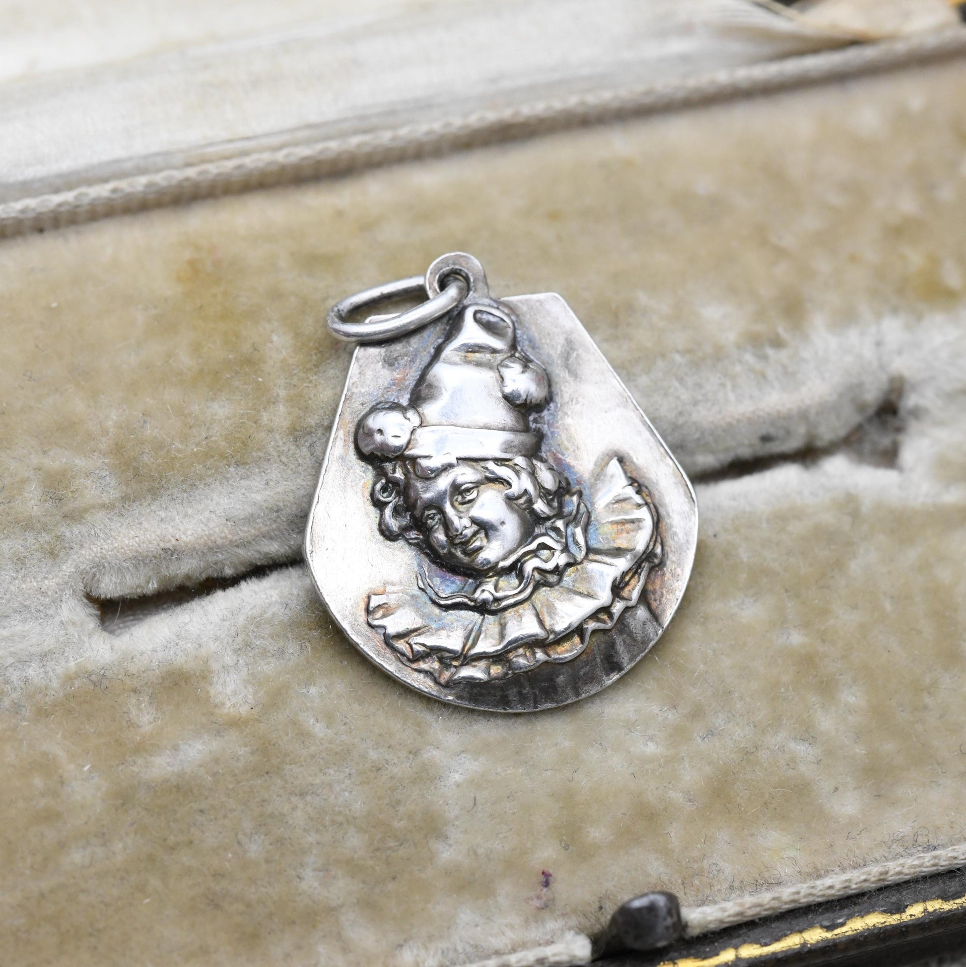 Vintage European Silver Clown Pendant - Circus Jewellery | Unusual Gift for Charm Bracelet Necklace