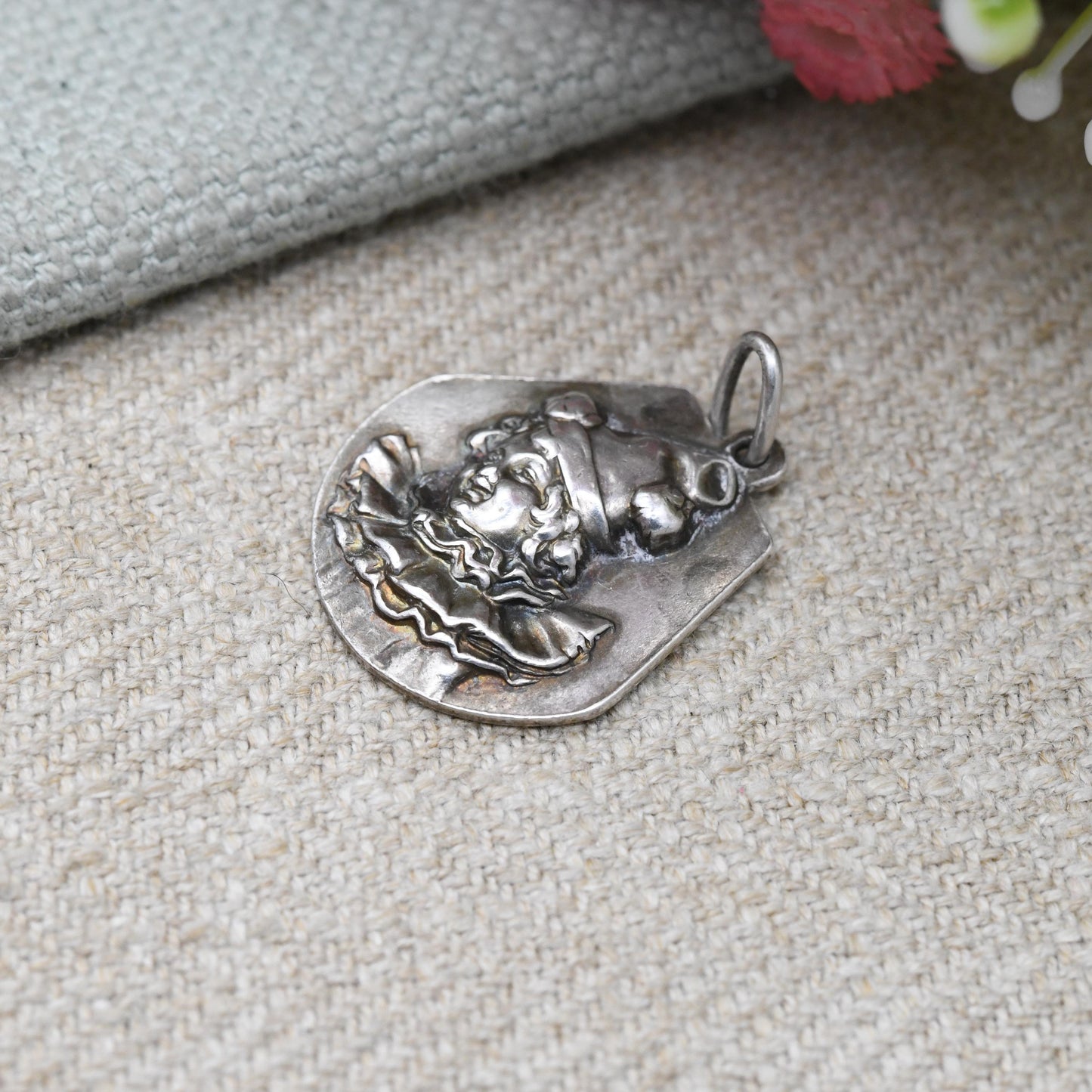 Vintage European Silver Clown Pendant - Circus Jewellery | Unusual Gift for Charm Bracelet Necklace