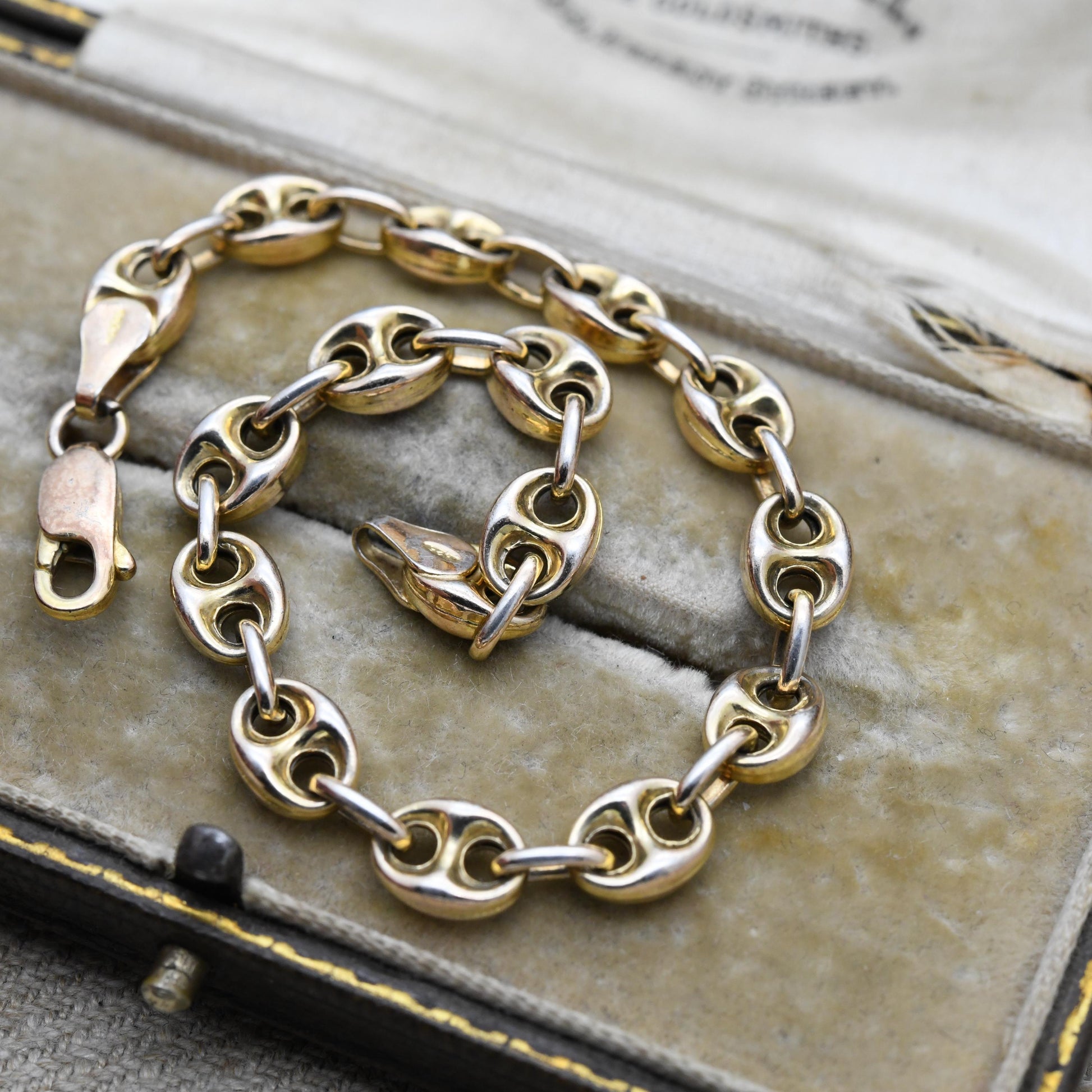 Italian Gold Plated and Sterling Silver Mariner Link Chain Bracelet Anchor Chain - Chunky Link Bracelet | Gift for Boyfriend | for Brother