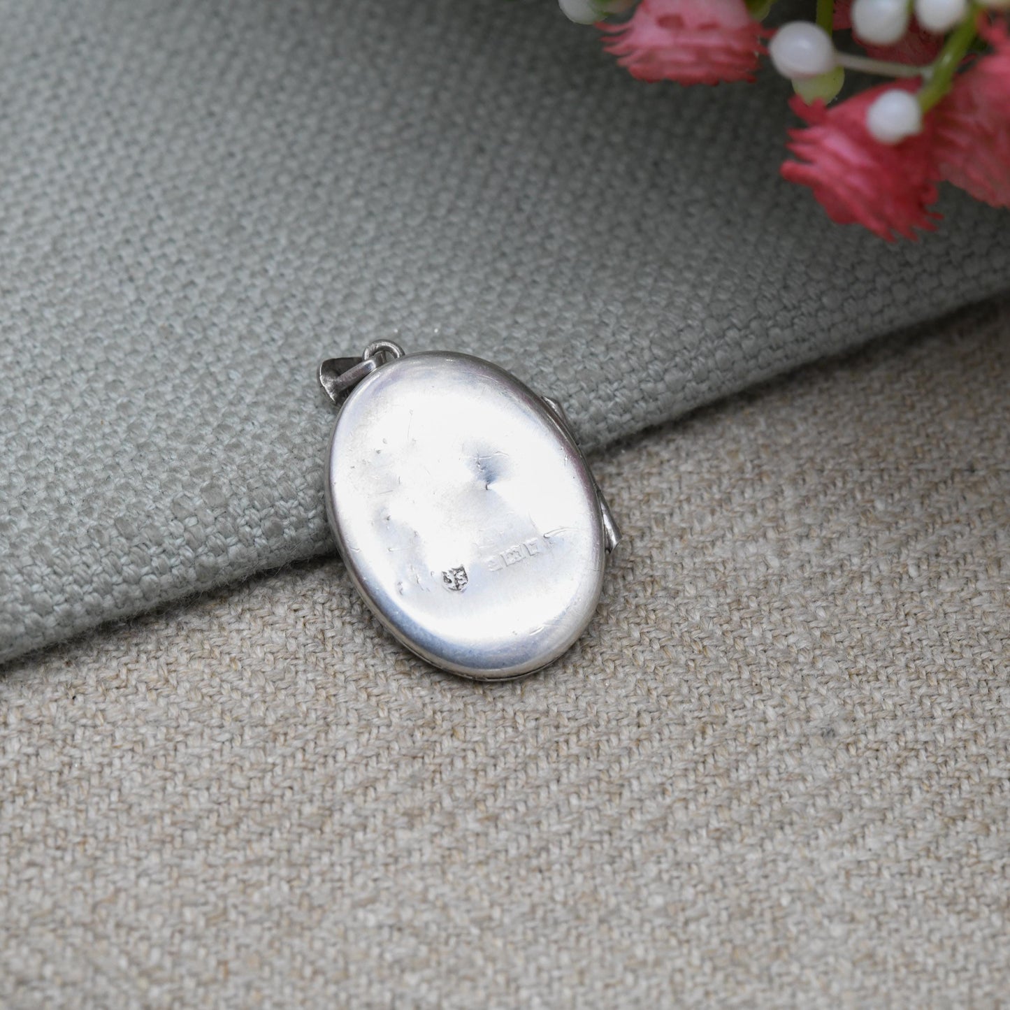 Vintage Sterling Silver Locket Pendant by Joseph Smith & Sons - Mid-Century Textured Engraved Locket | Pretty Gift for Her Necklace Stack