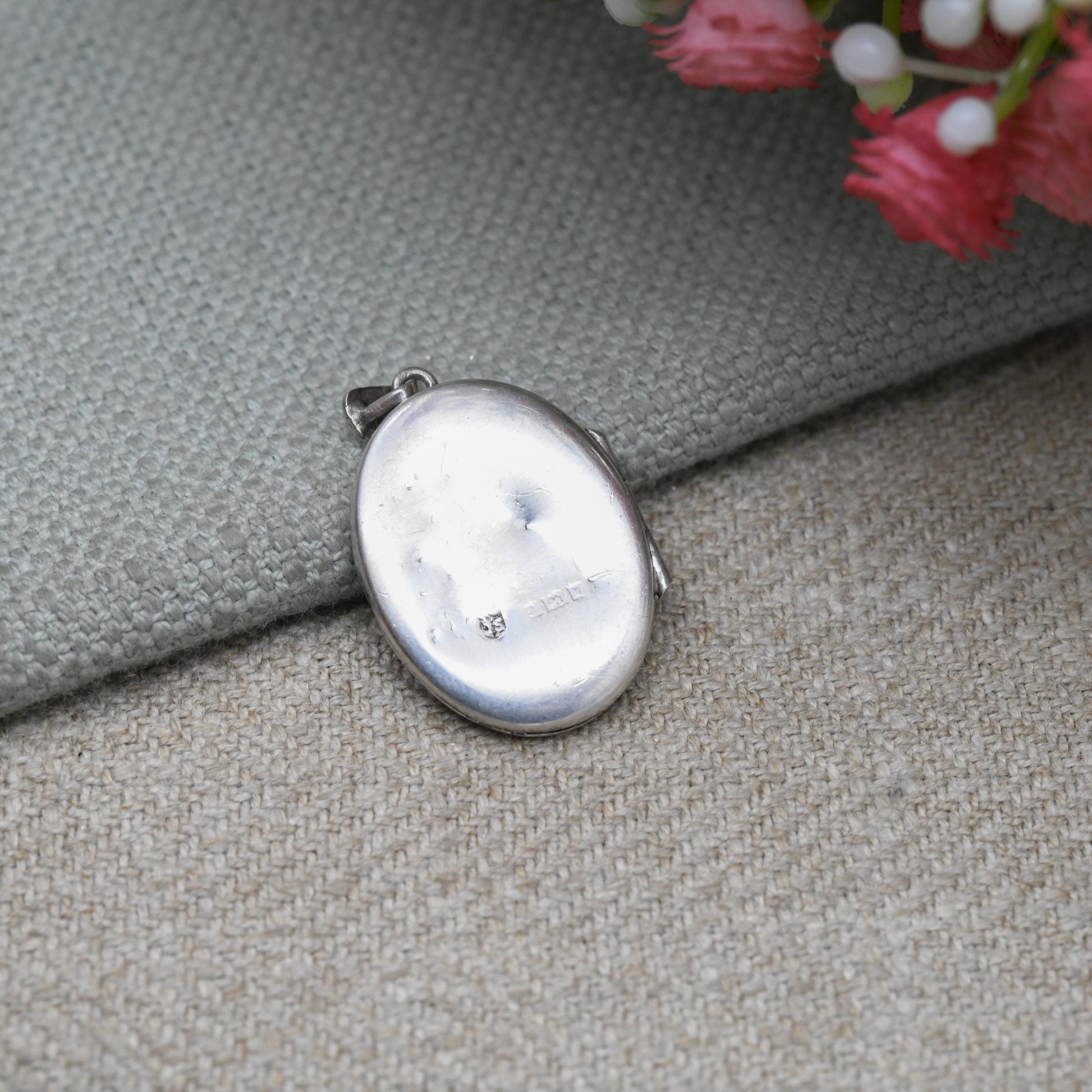 Vintage Sterling Silver Locket Pendant by Joseph Smith & Sons - Mid-Century Textured Engraved Locket | Pretty Gift for Her Necklace Stack